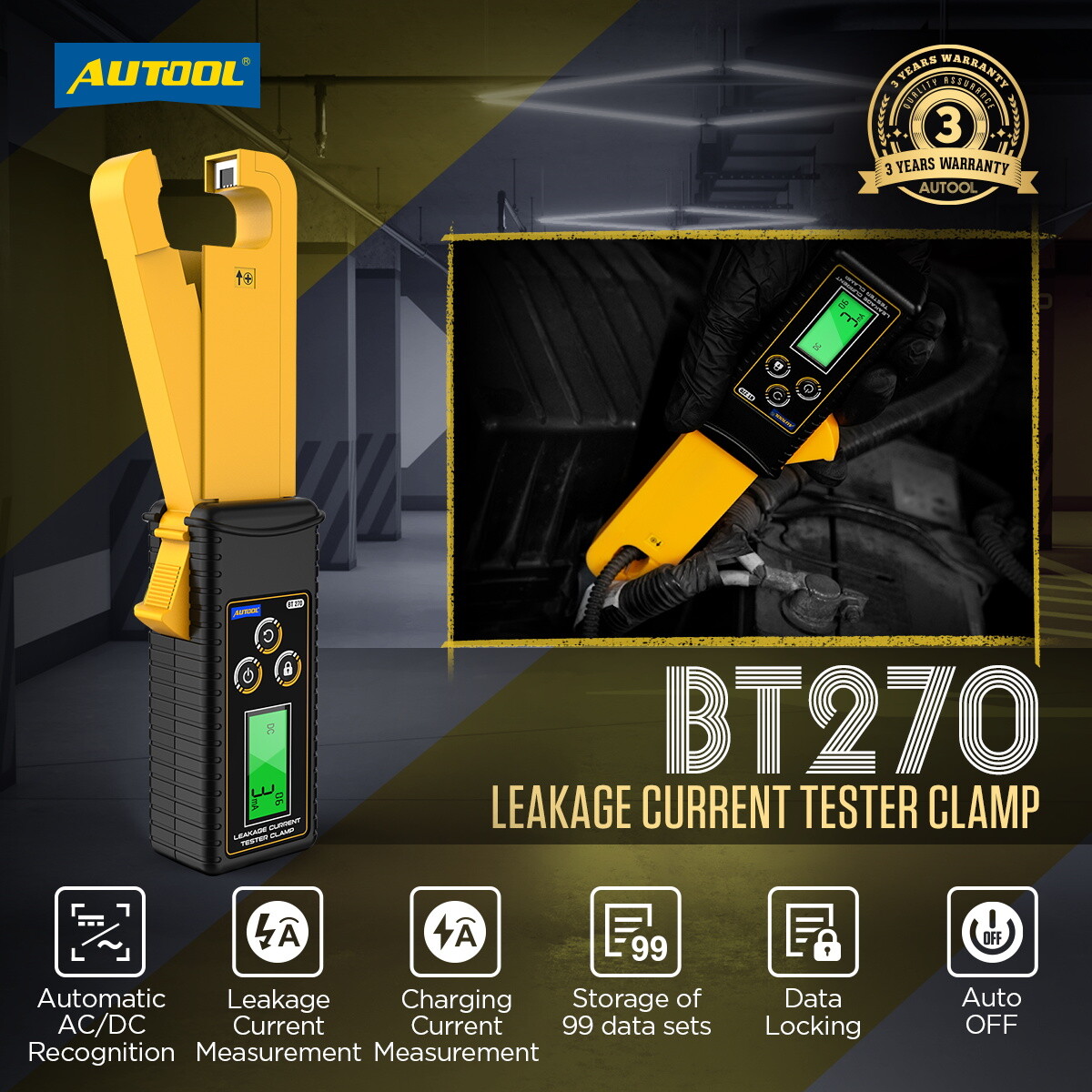 AUTOOL BT270 Handheld Digital Leakage Current Clamp AC DC Low Current Wireless