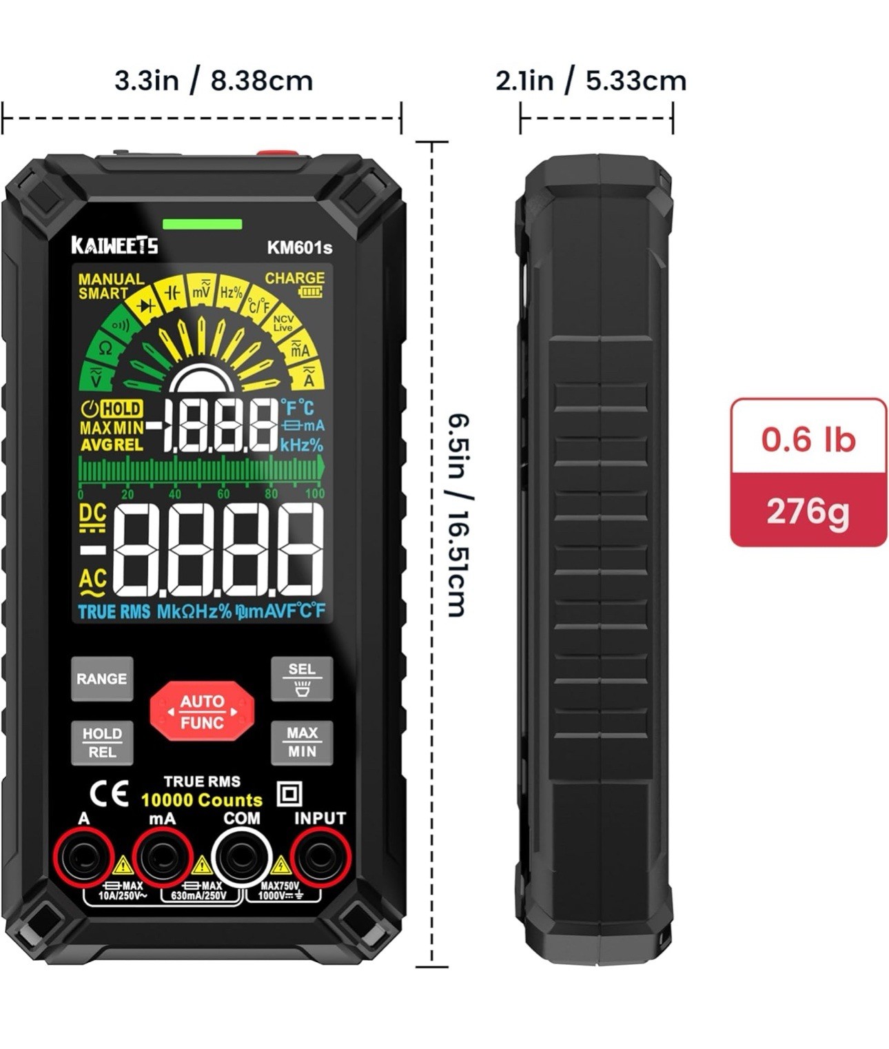 KAIWEETS KM601 Smart Digital Multimeter Auto Ranging 10000 Counts True RMS