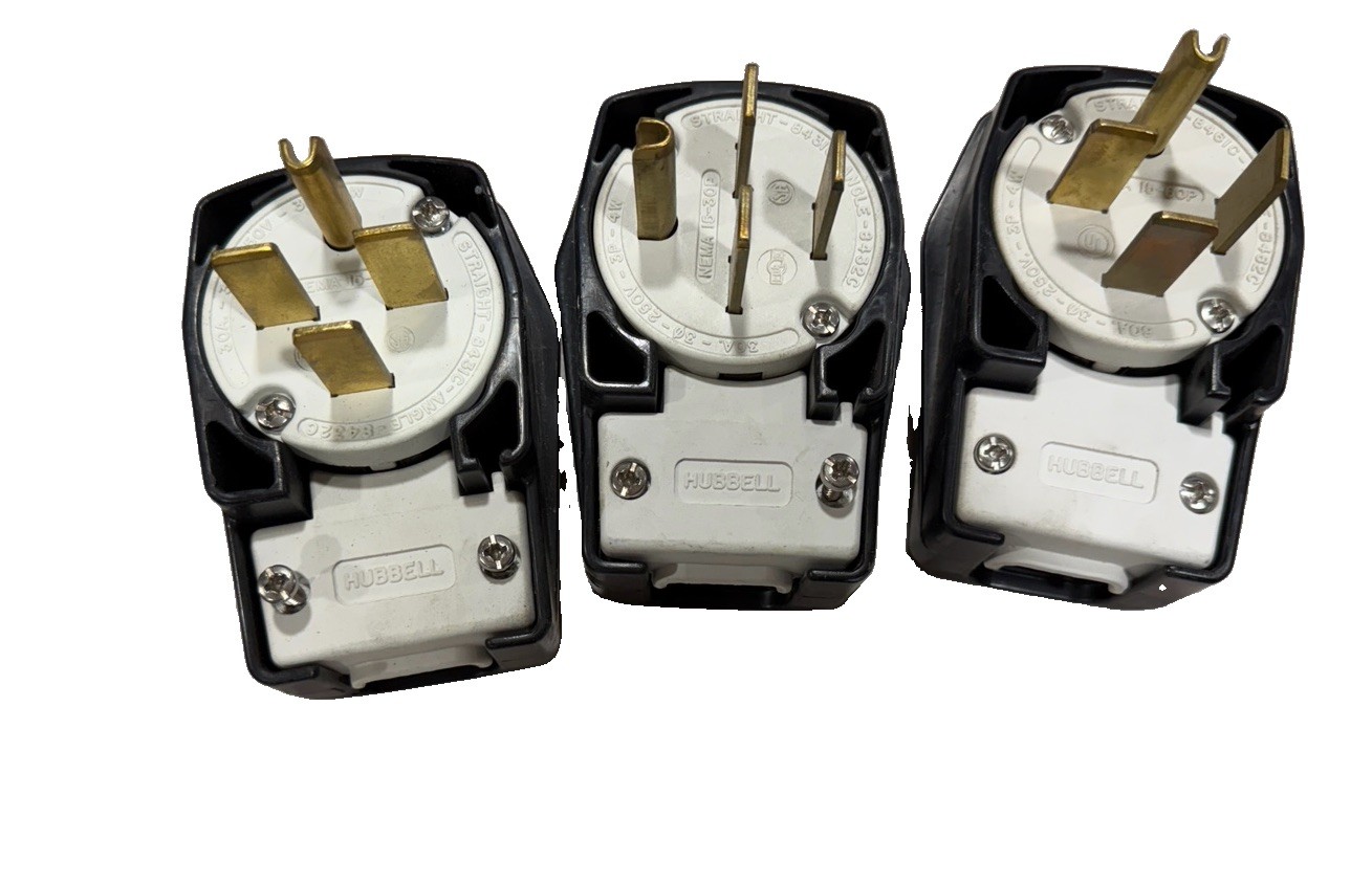 Hubbell NEMA 16-30P Heavy Duty Electrical Plug 30A 250V lot includes 3 plugs.