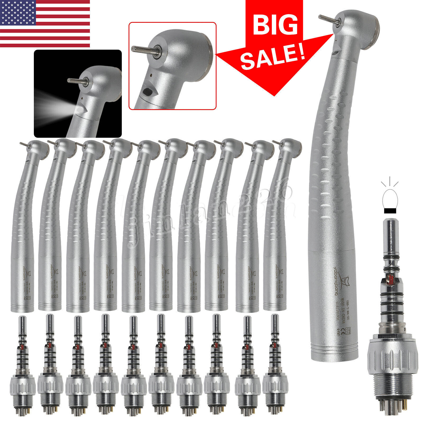1-10 KaVo Style Dental Fiber Optic High Speed Handpiece 6Hole LED Coupler YD6