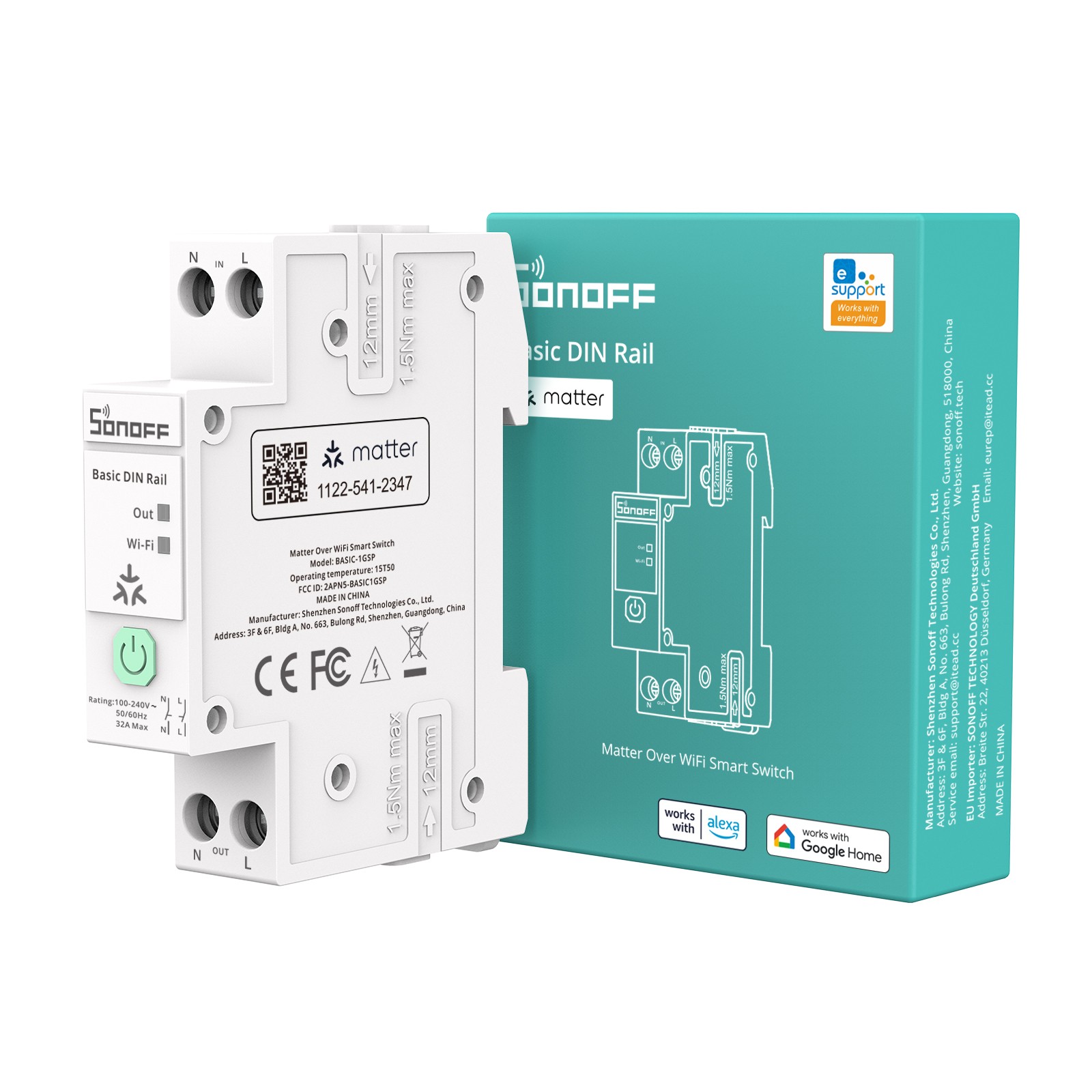 SONOFF 1P Din Rail Circuit Breaker Smart Wi-Fi Switch 32A Matter Energy Metering