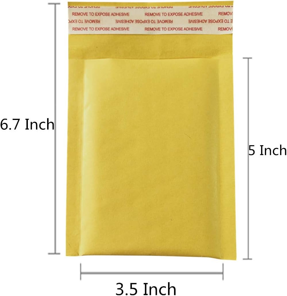 30 Pack Yellow Kraft Bubble Mailers 3.5 x 5 In Padded Shipping Envelopes Bags