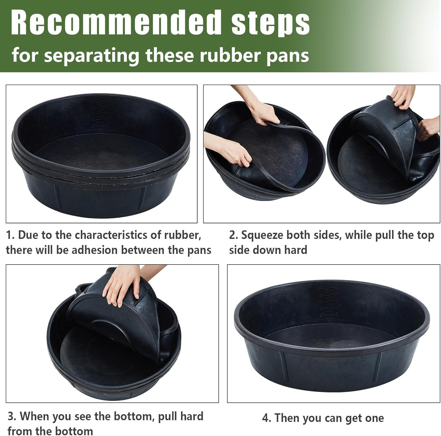 5 Pcs Rubber Feed Pan 12 Quart / 3 Gallon – Heavy Duty Utility Bowl for Horses,