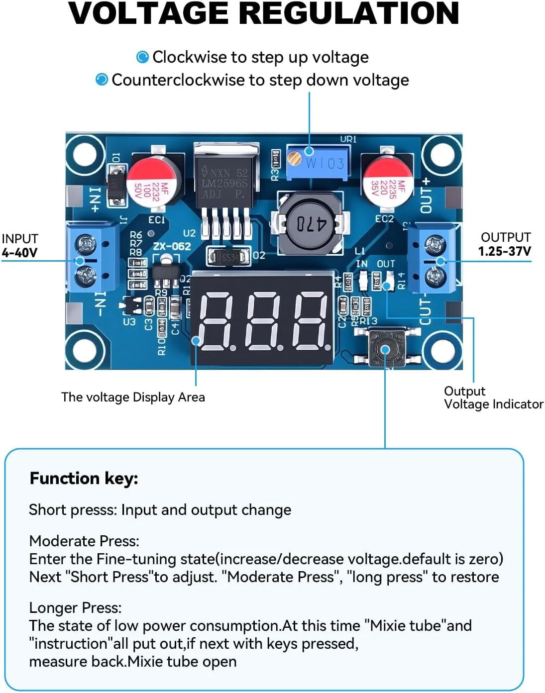 DC-DC Buck Converter Adjustable Voltage Regulator 4-40V 1.25-37V LED Pack of 2