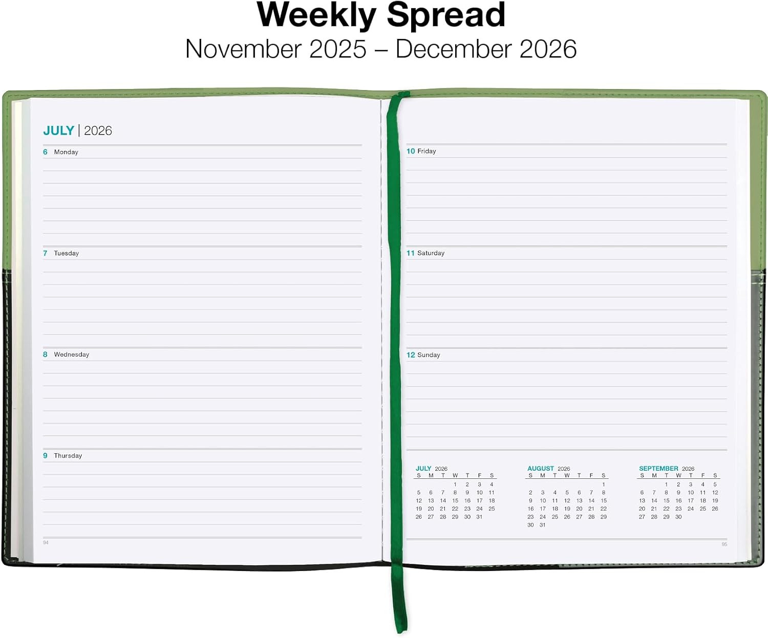 2026 Planner Calendar, 8″x10″ : Includes 14 Months (November 2025 – December 202