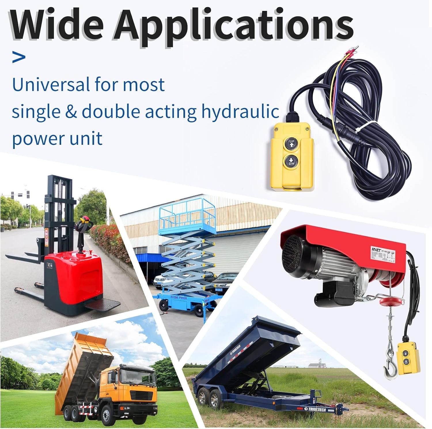 ZCONIEY 3 Wire Dump Trailer Remote Control Switch 12V for Single Acting Hydrauli