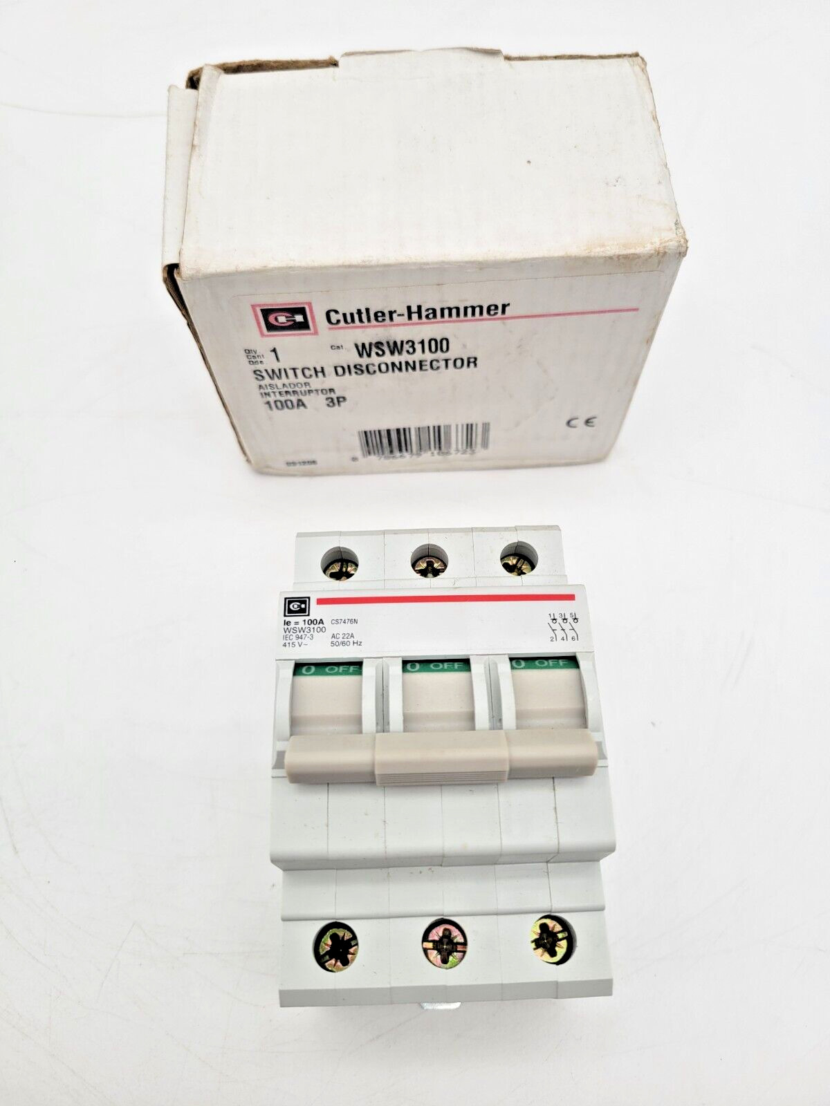 Cutler Hammer WSW3100 Switch Disconnector Circuit Breaker 100 Amp 3 Pole 415 VAC