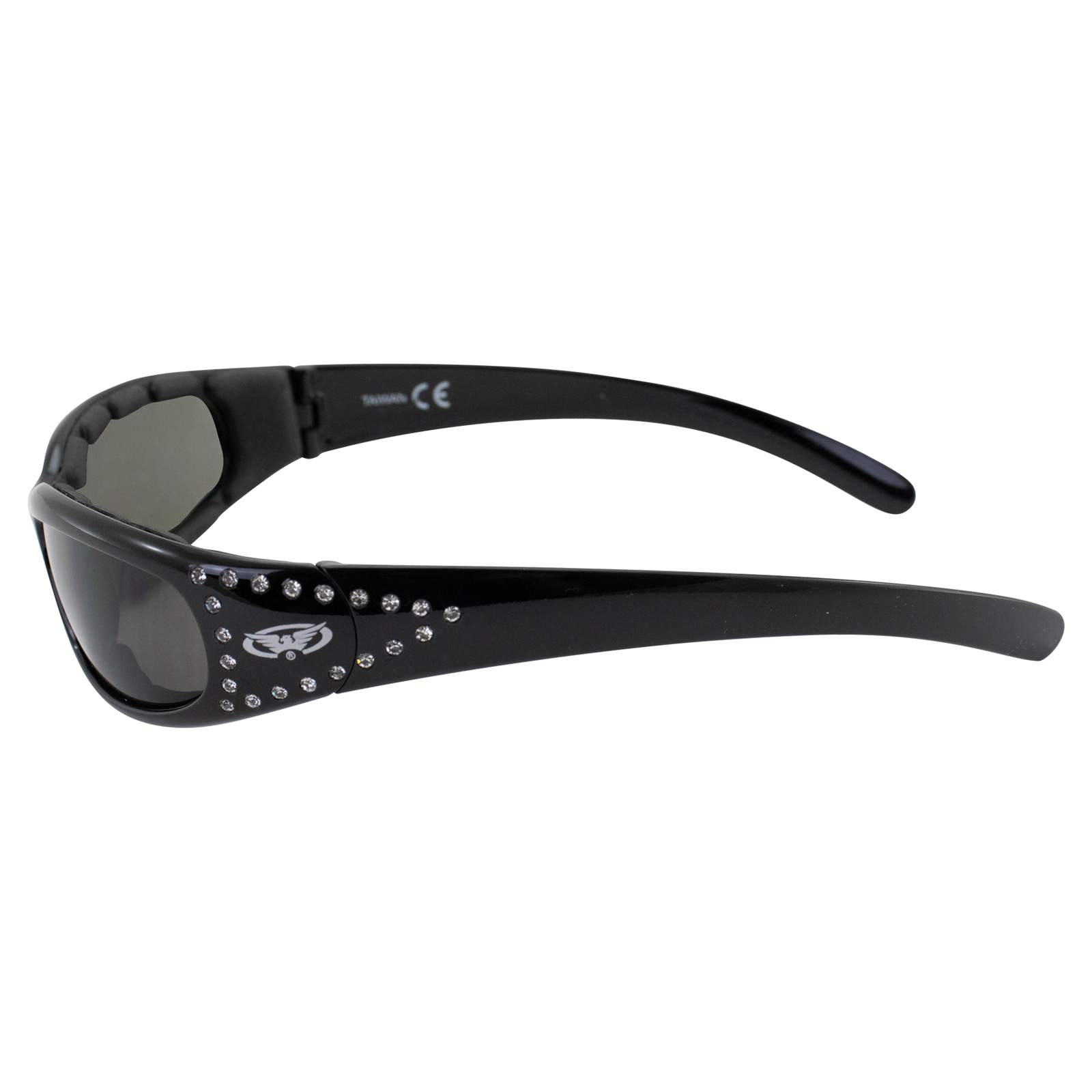 Set of 2 Women Motorcycle Padded Riding Glasses Clear & Smoke with Rhinestones