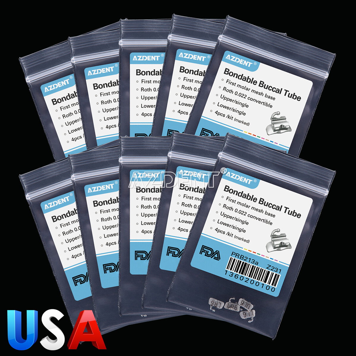 AZDENT Dental Orthodontic 1st Molar Buccal Tube Roth .022″ Bondable Convertible