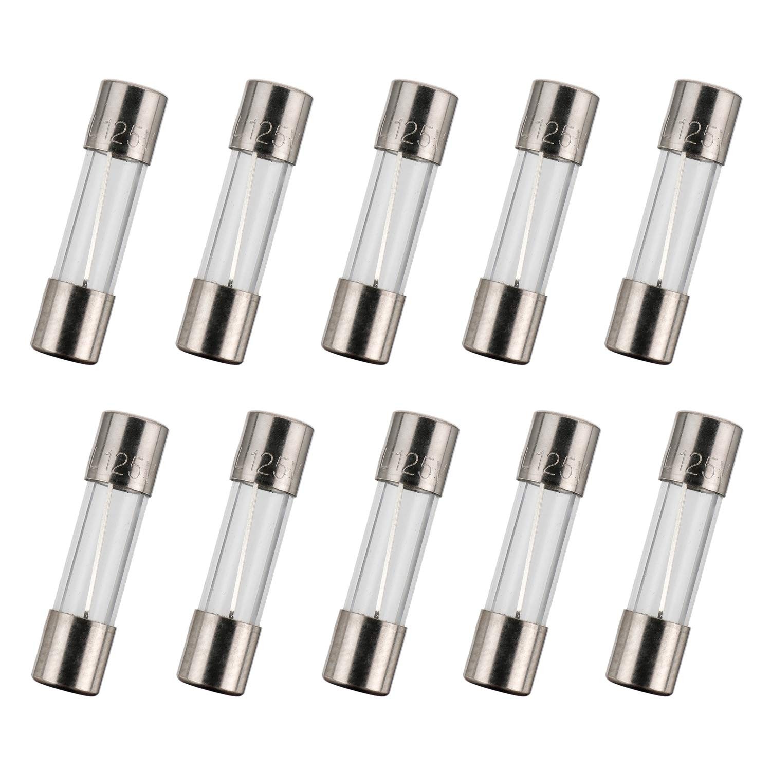 5×20 mm 6.3 A 6.3 amp 125 V 125 Volt 0.2×0.78 Inch F6.3AL125V Fast-Blow Glass…