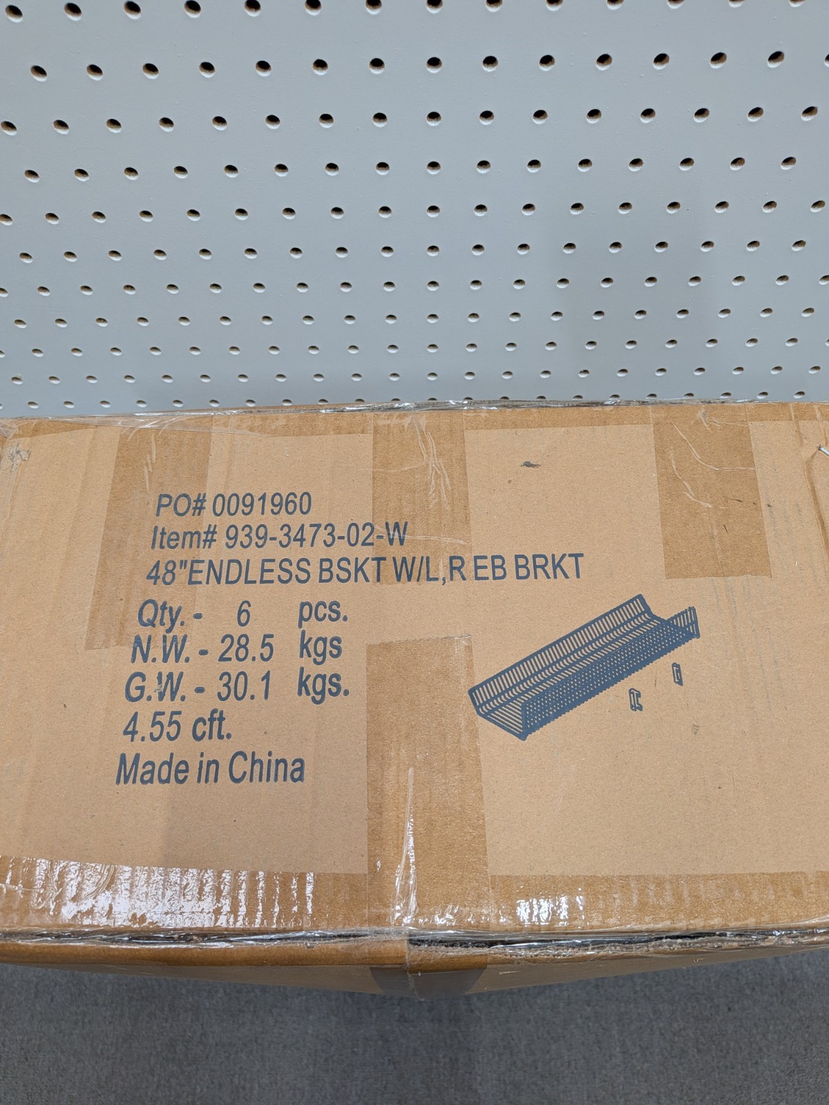 Lozier Gondola Shelving Wire Basket Endless Basket 939-3473-02-W Case Of 6 White