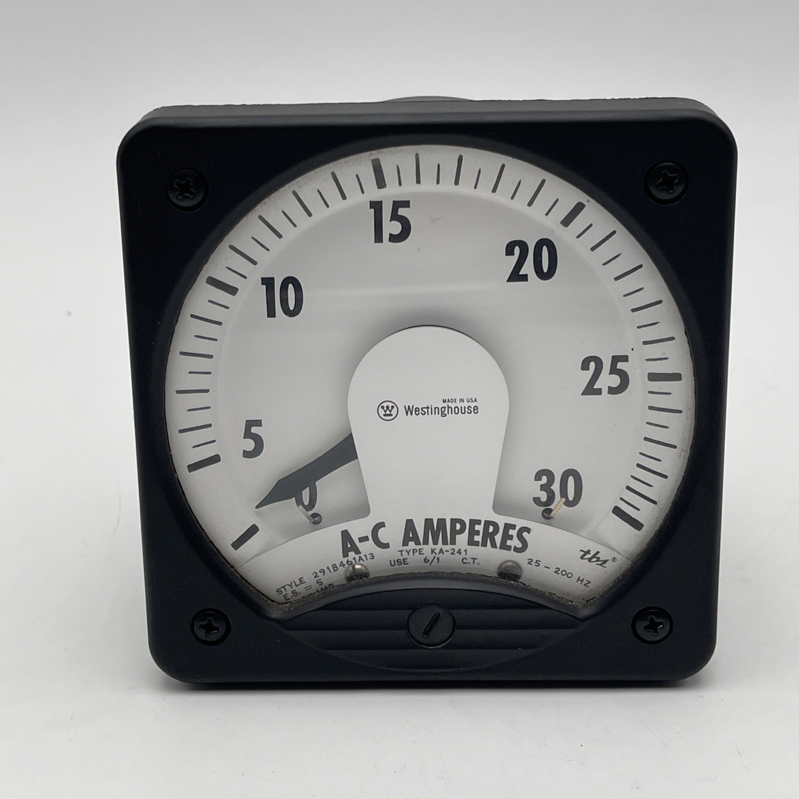Vintage Westinghouse AC Ammeter 0-30 Amps Panel Meter Style 291B461A13 25-200Hz