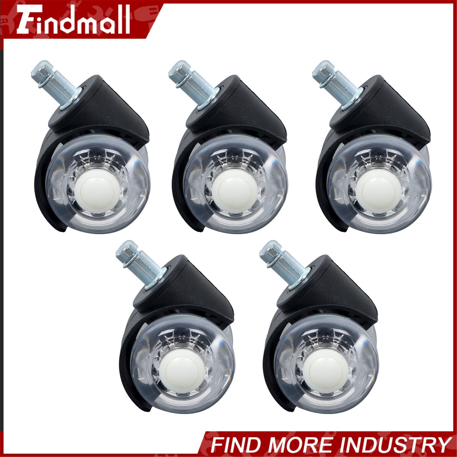 Findmall 5 Pack 2Inch Heavy Duty Office Chair Caster Rubber 360° Swivel Wheels