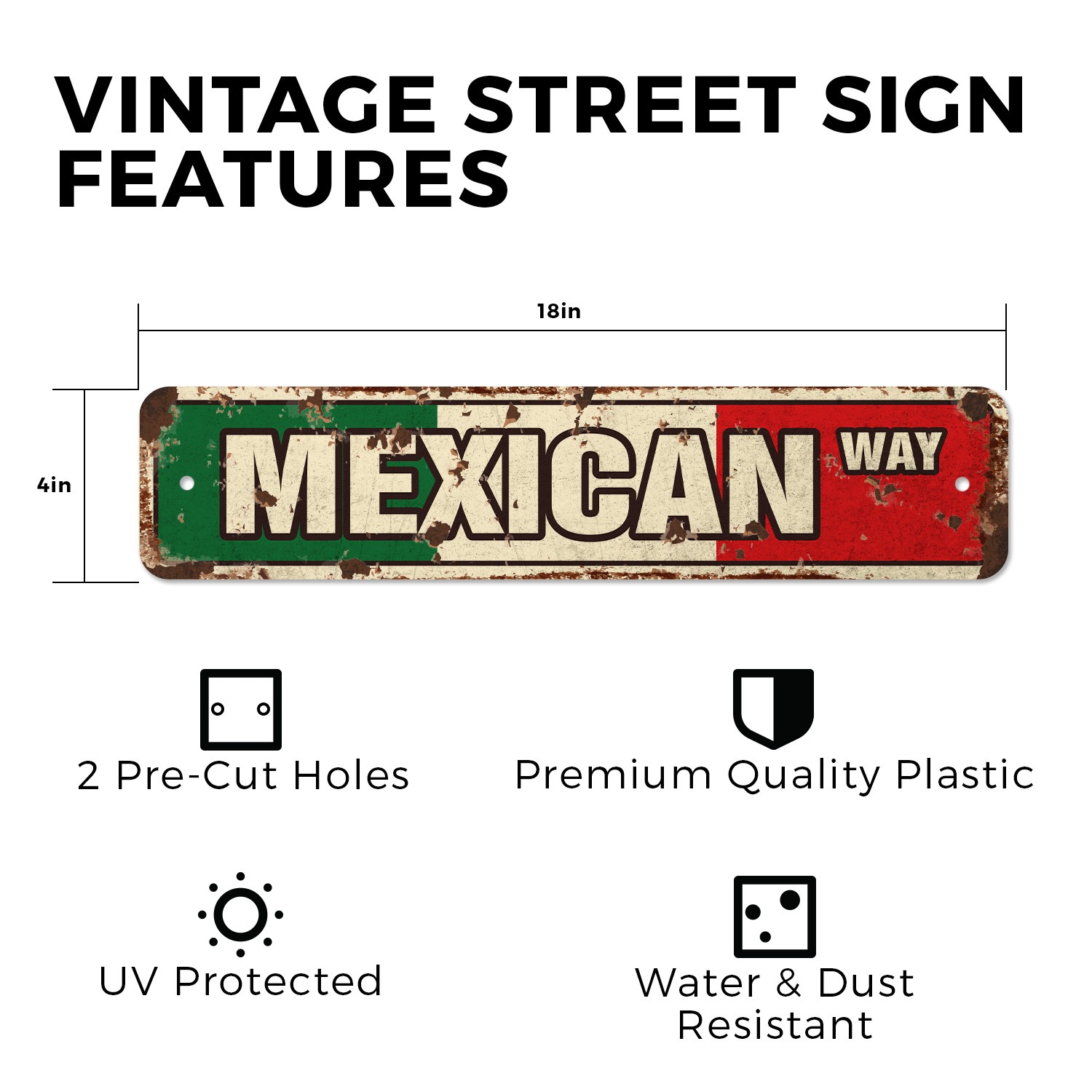 MEXICAN FLAG Vintage Style Street Sign mexico mexicana flags restaurant food