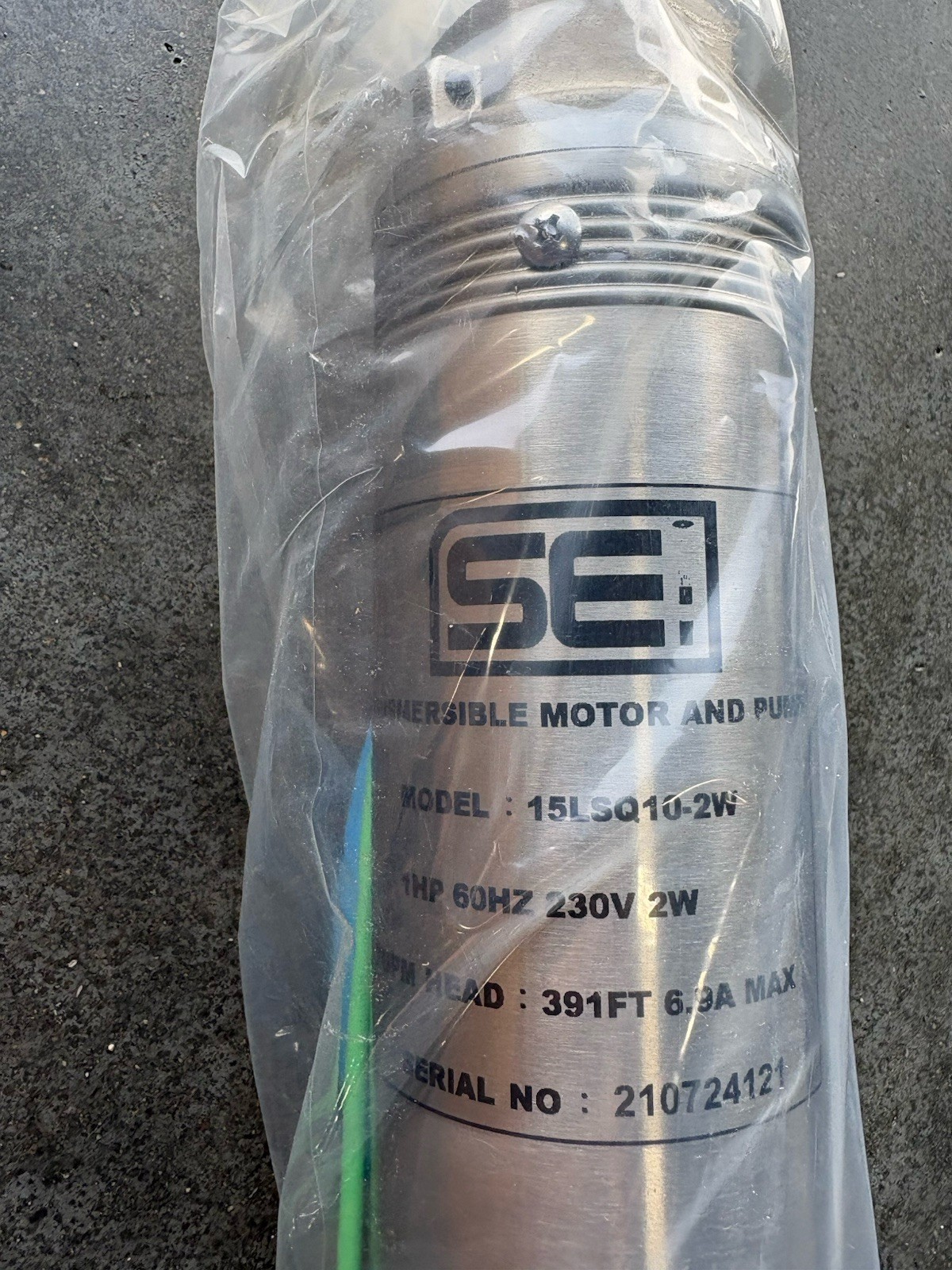 SEI 15LSQ10-2W 15GPM 1HP 230v 2-WIRE 3″ Submersible Motor and Pump