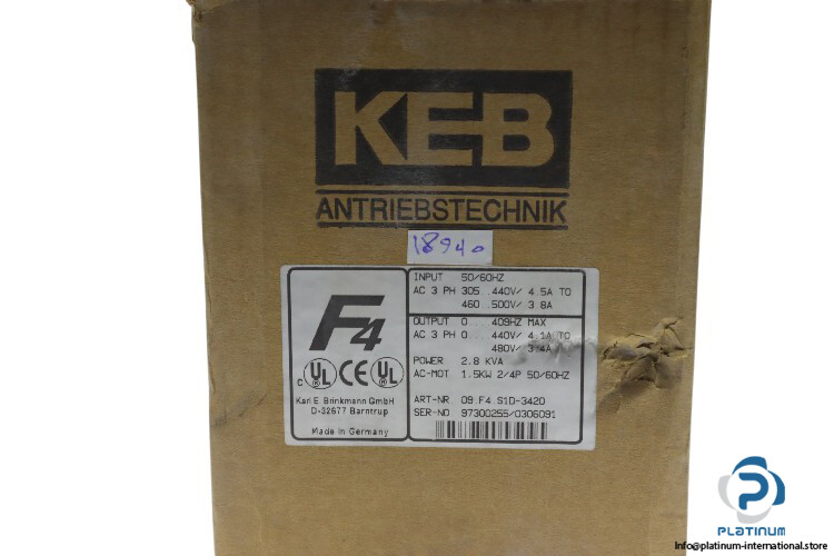 KEB 09.F4.S1D-3420 INVERTER DRIVE_KEB 09 F4 S1D 3420