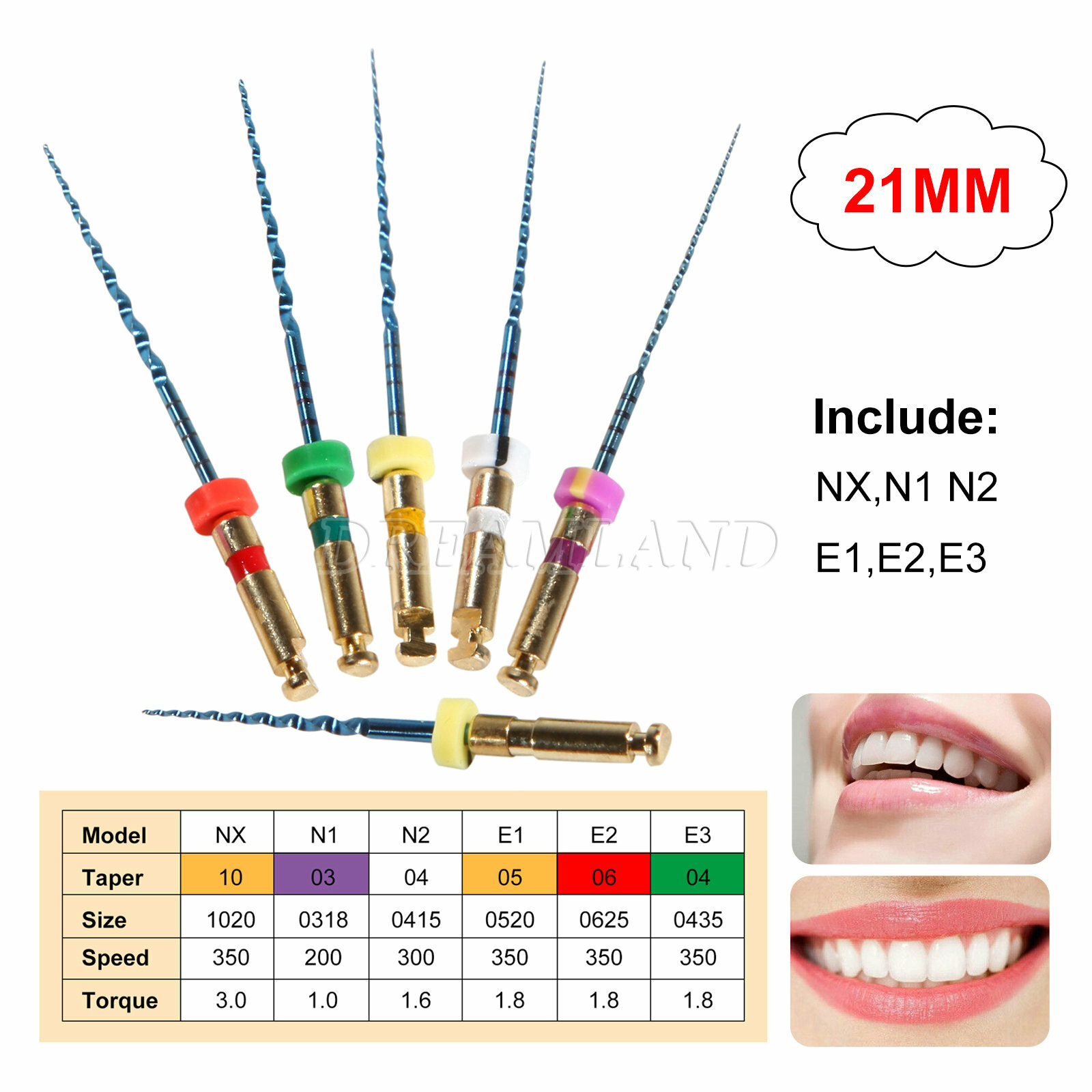Dental Endo Endodontic Universal Engine Rotary Root Canal NiTi File 21mm CE FDA