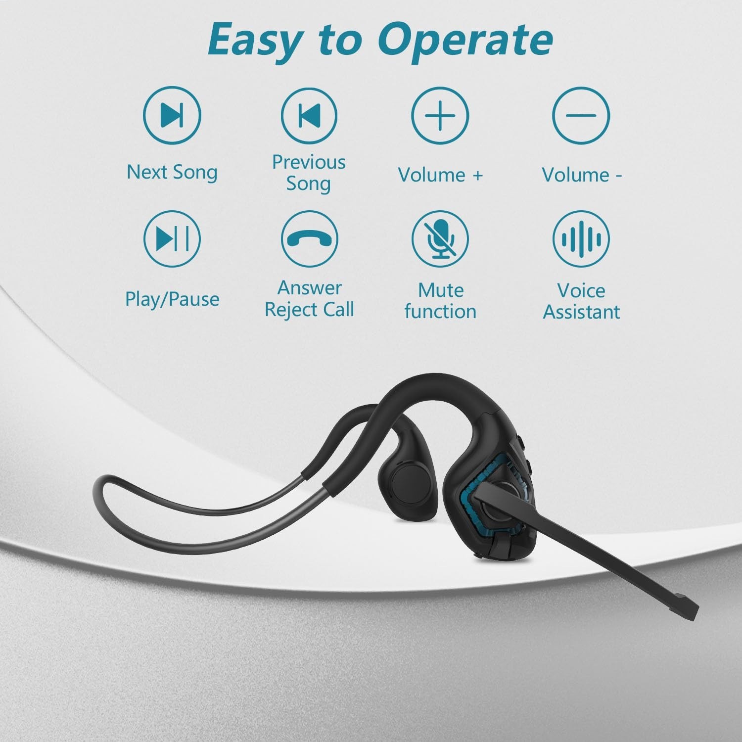 BANIGIPA Bluetooth Headset with Boom Microphone, Open Ear Headphones w/Noise …