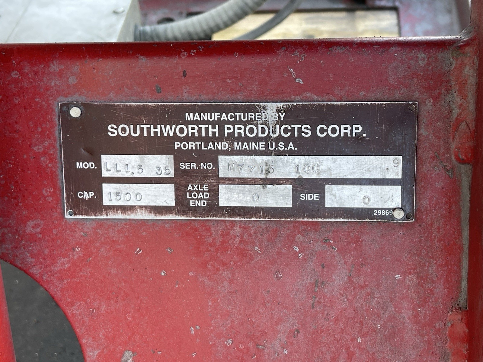 48″x 24″ Scissor Hydraulic Lift Table 6~42″ Lift Southworth 1500 Lbs. 115V(26A3)