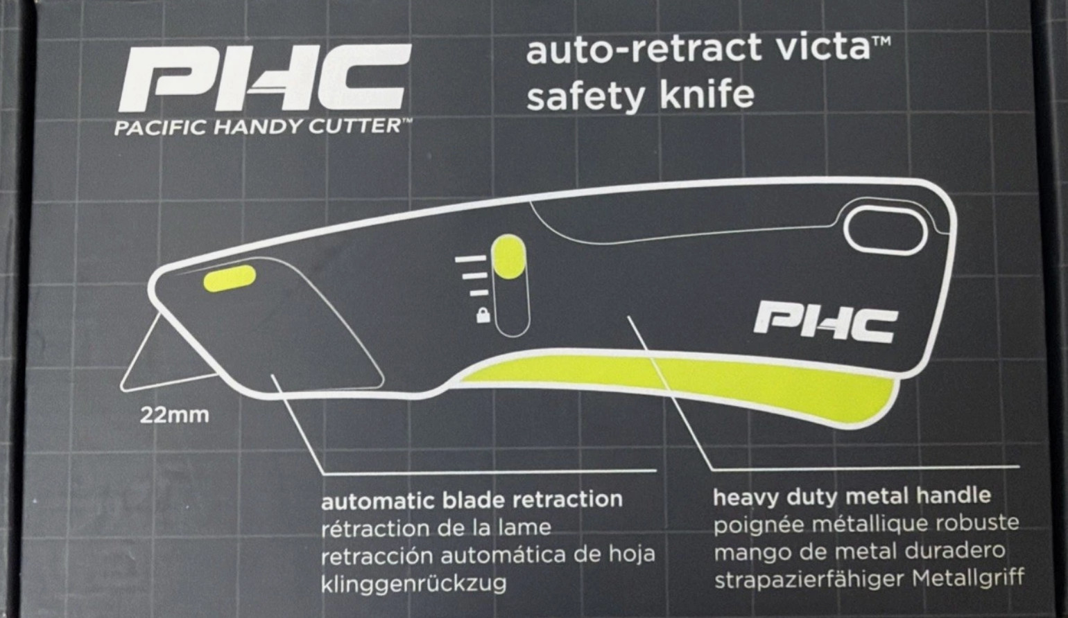 PHC Pacific Handy Cutter Auto-Retract Victa Safety Knife METAL NEW E13206-9