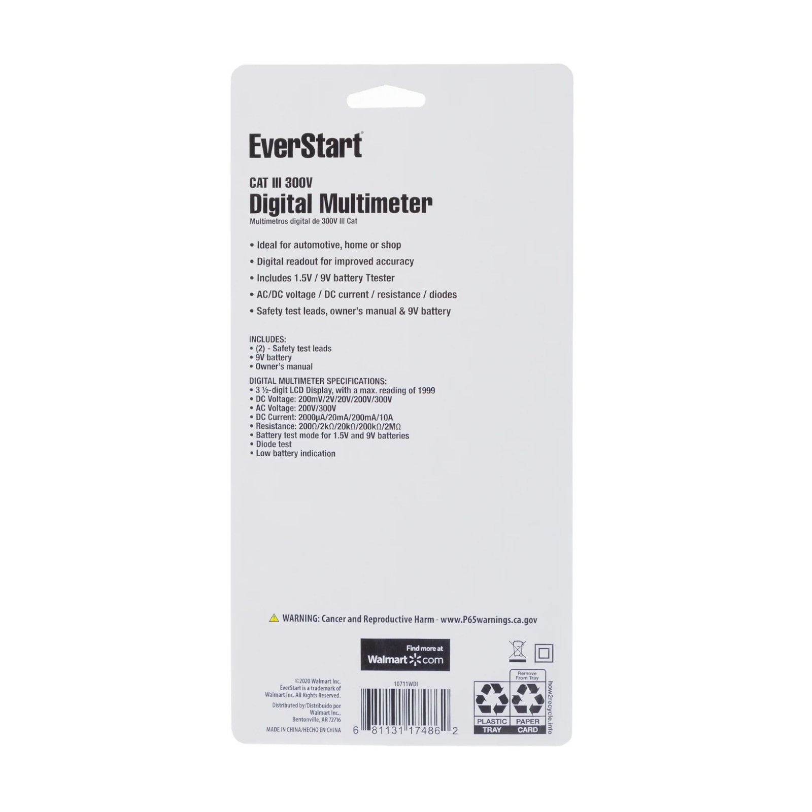 EverStart 300V Digital Multimeter 10711WDI – Black and Red Great Condition