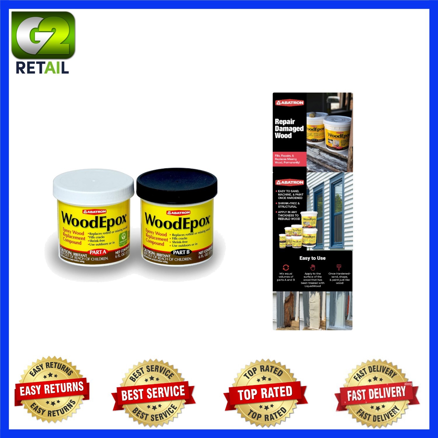 WoodEpox Kit 12 oz – High Viscosity Epoxy Adhesive – Perfect for Repairs