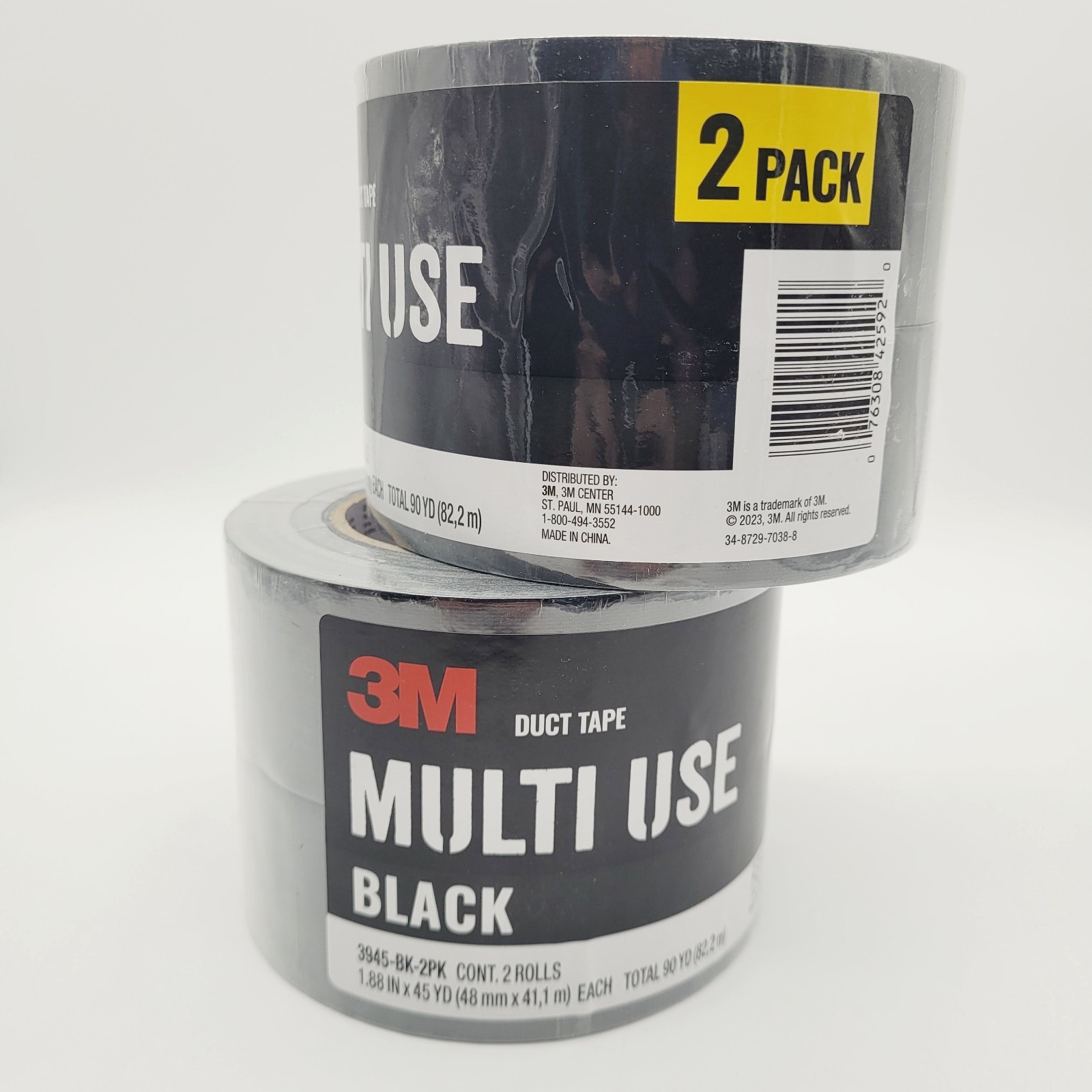 3M Tough Multi-Use RubberizedBlack Duct Tape, 1.88-in x 45Yards, 4 Pack