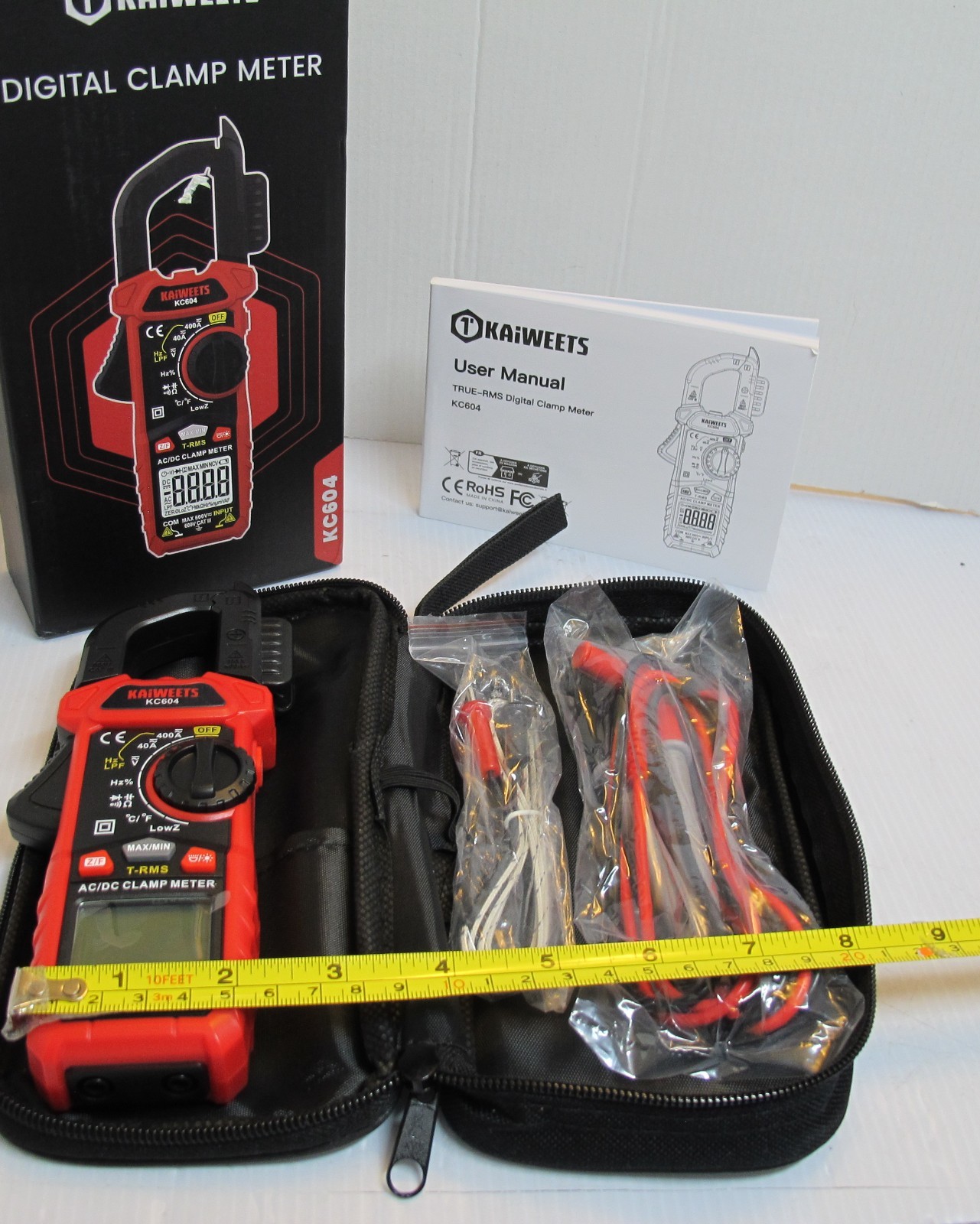KAIWEETS Digital Clamp Meter Multimeter with D-Shaped Jaw for AC/DC Current & Vo