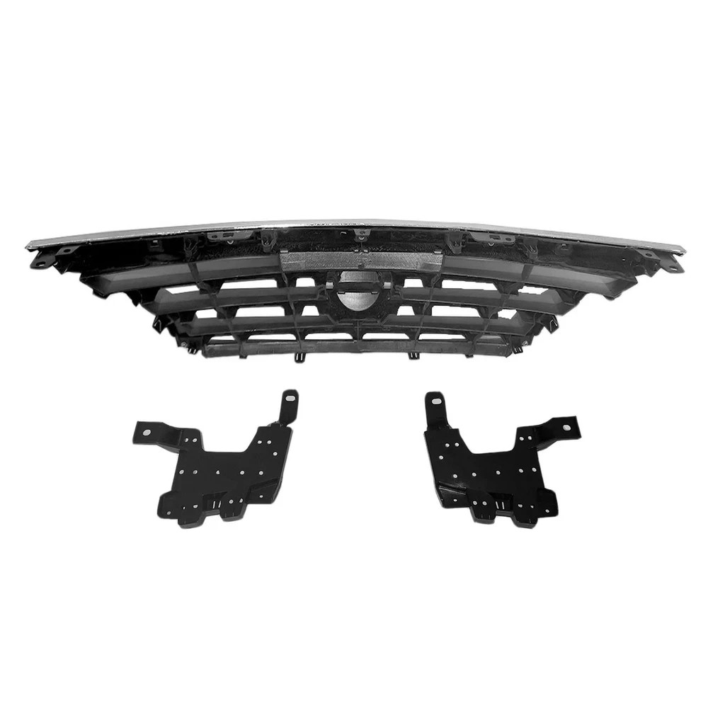 BriSunshine Front Shell Silver Insert & Chrome Grill For 2013 2014 Nissan Sentra
