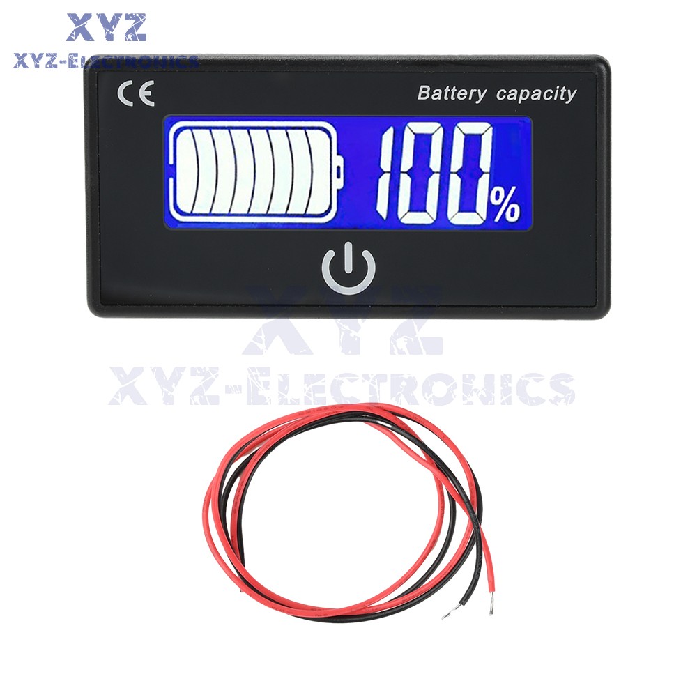 Battery Indicator Percentage DC 8-100V Battery Voltage Temperature Tester Meter