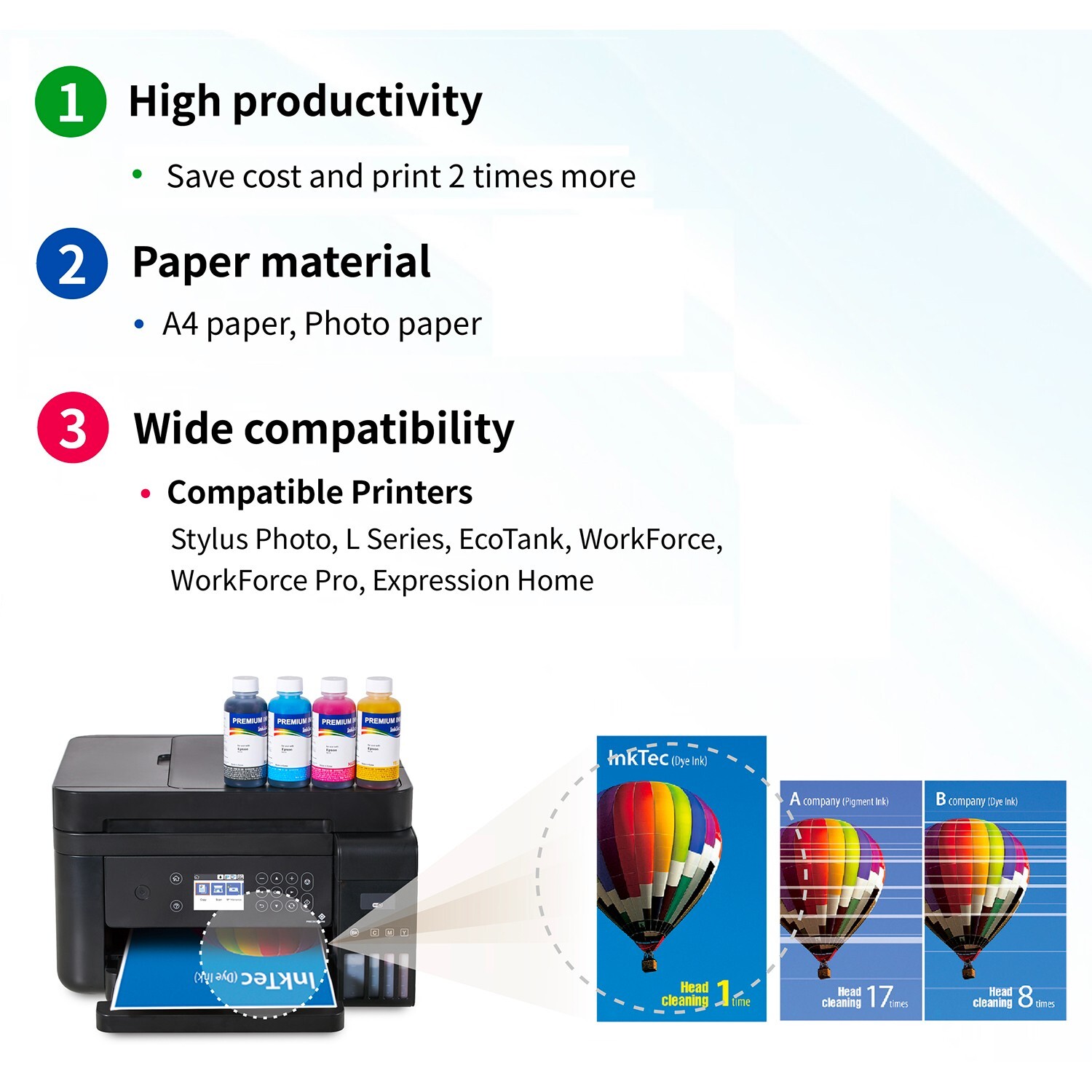 5PK Compatible Epson Pigment Ink – CMYKK Set – 100ml each