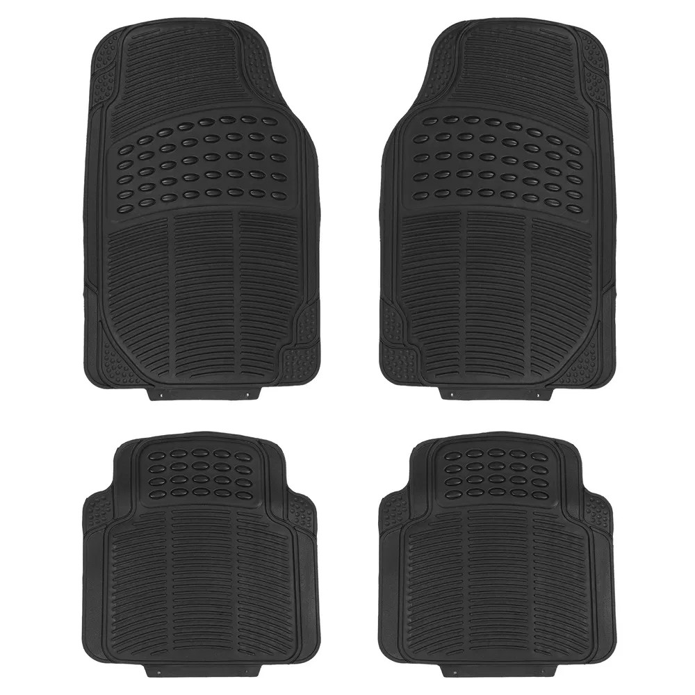 4Pcs PVC Rubber Car Floor Mats Front Rear Set Trimmable Universal Fit SUVs