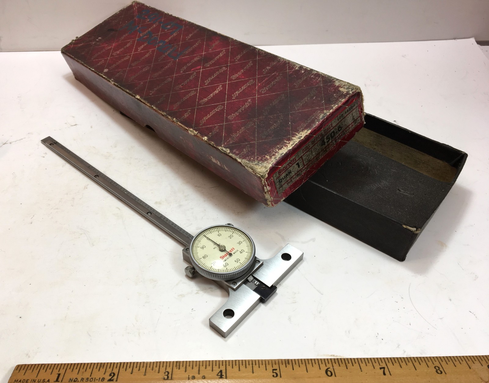Starrett No. 450-6 Dial Depth Gage 0-6″ Range .001″ Made in USA – Machinist Tool