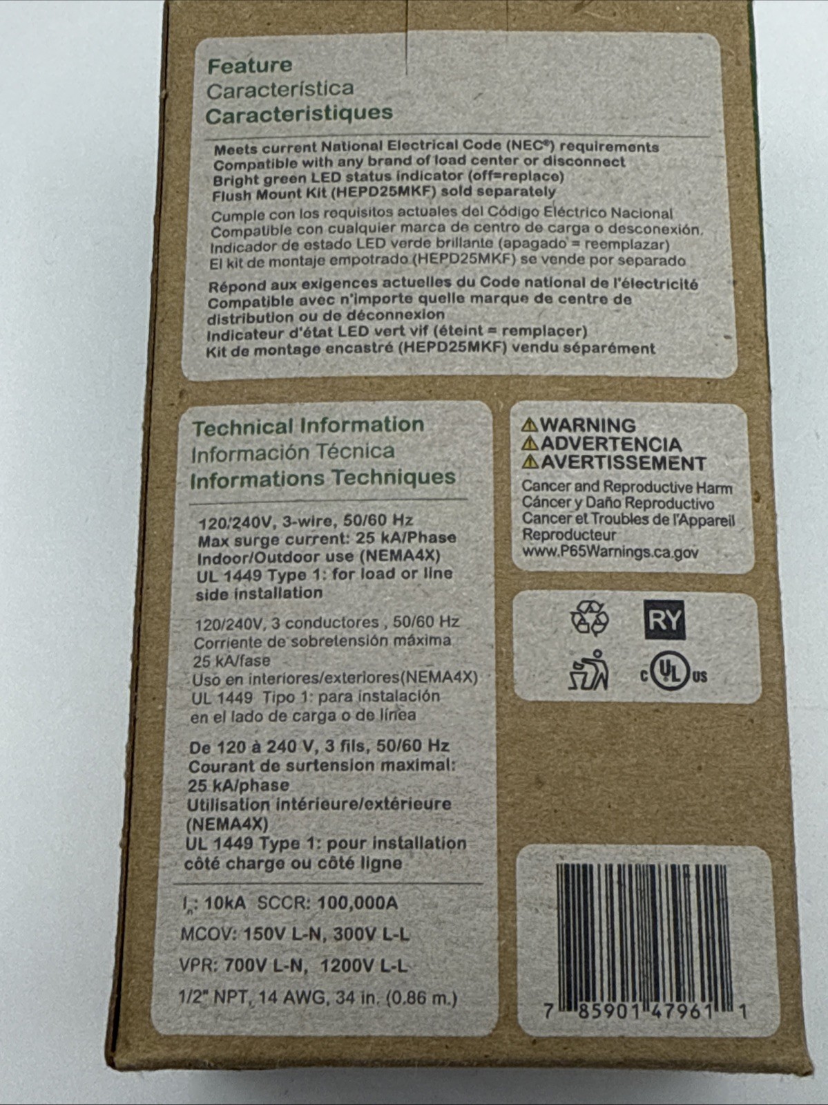 Square D HEPD25 25-kA Indoor & Outdoor Surge Protective Device SAME DAY SHIPPING