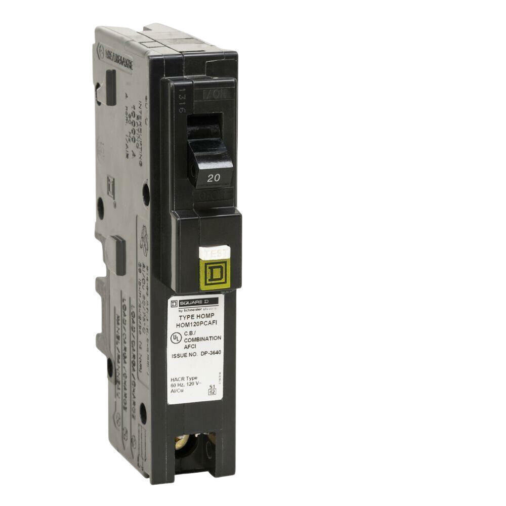 Square D Homeline 1 Pole 20A 120VAC Mini Circuit Breaker – HOM120PCAFI