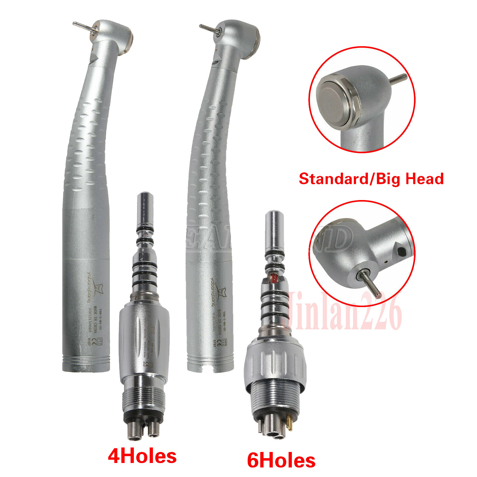 Dental Fiber Optic LED Handpiece High Speed Fit Quick Coupler 4Hole/6Hole Swivel