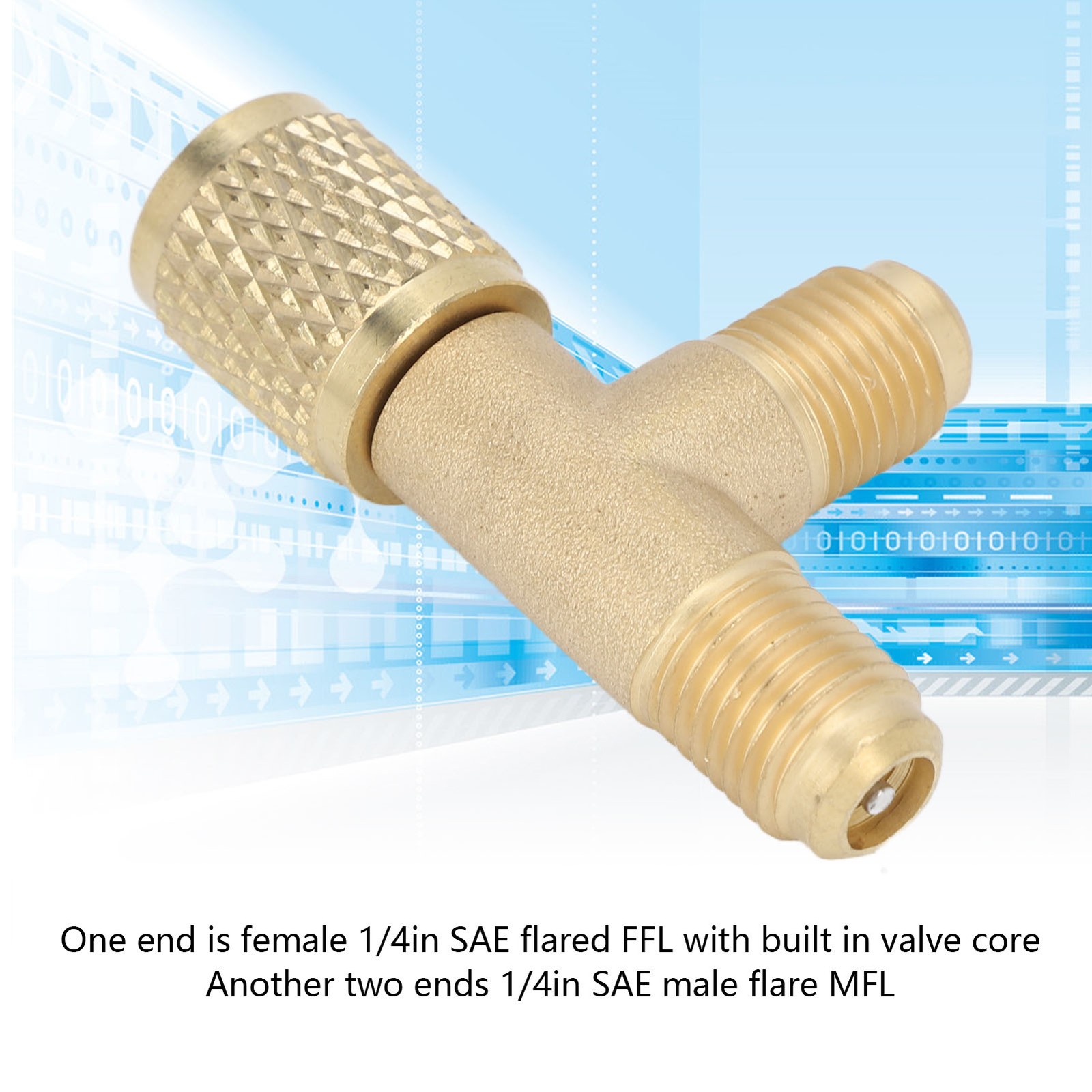 Quick Coupler Tee Adapter With Valve Core Brass 1/4in SAE Sturdy Structure
