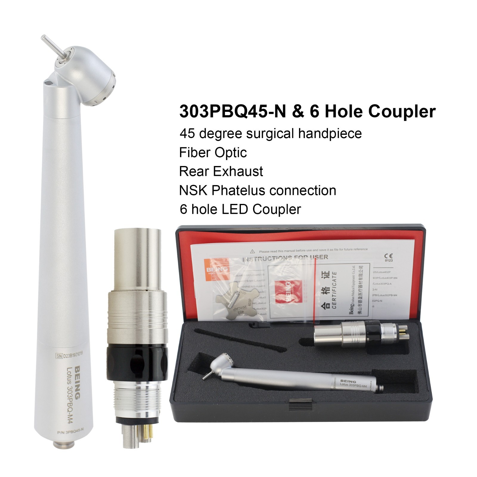 BEING Dental 45 Degree Handpiece Surgical Fiber Optic LED K MULTIflex NSK 303PBQ
