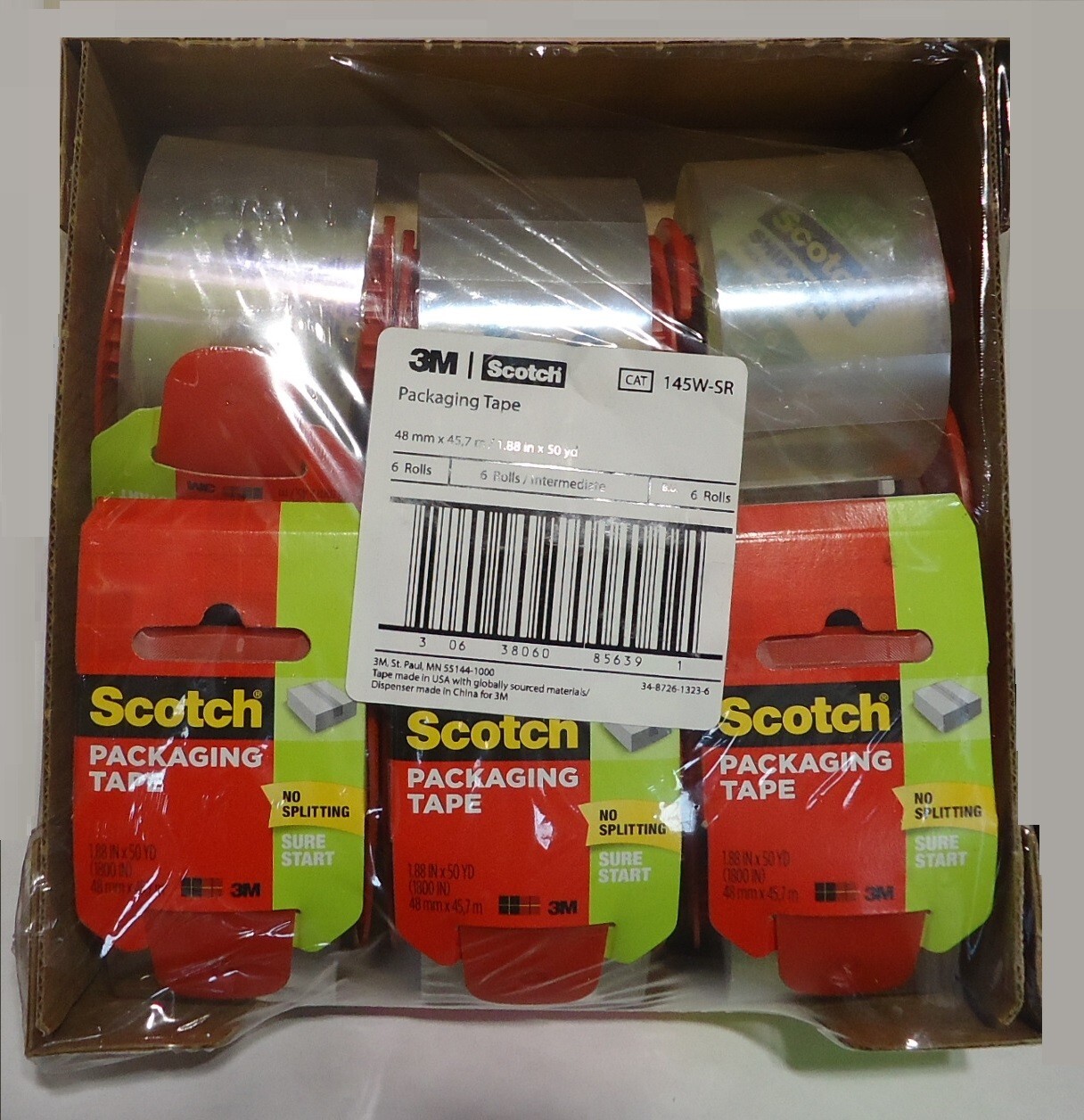 1 Pack 3M Scotch Clear Tape & Dispenser 1.88″ x 50 yd (6 Rolls/Pk Total 6 Rolls)
