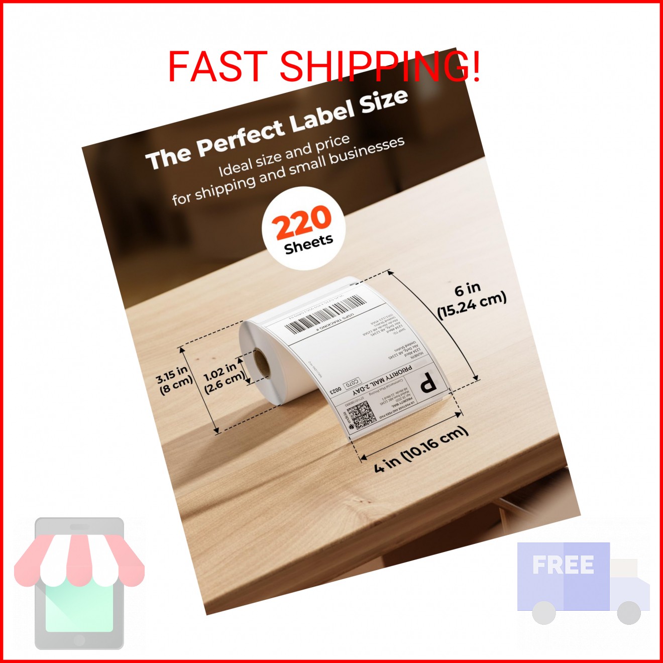 MUNBYN 4″x6″ Direct Thermal Printer Label, Shipping Labels Compatible with Rollo