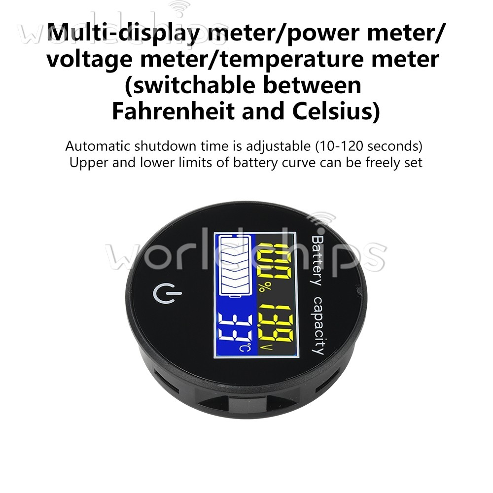 LCD Digital Battery Level Indicator Voltage Power Percentage Temperature Display