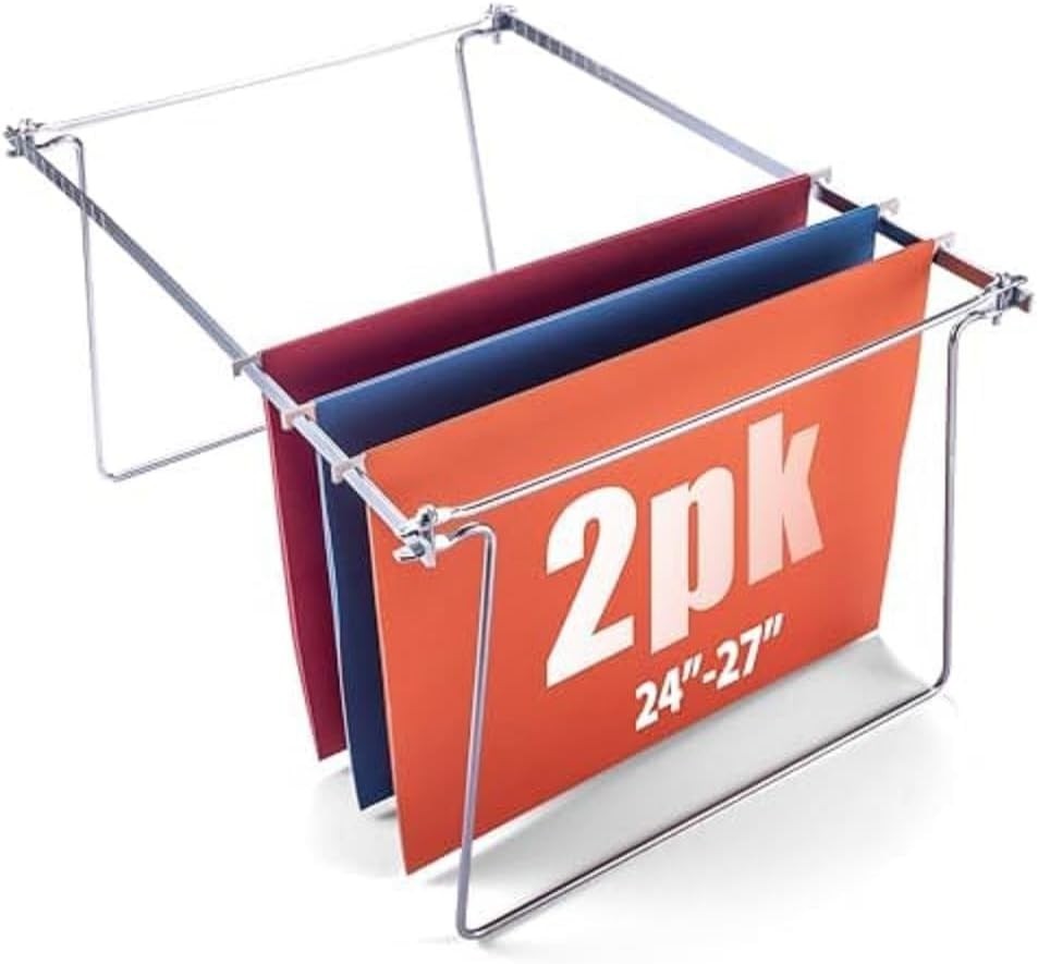 Silver Adjustable Hanging File Frame For Letter Size Folders 24 To 27 Inches