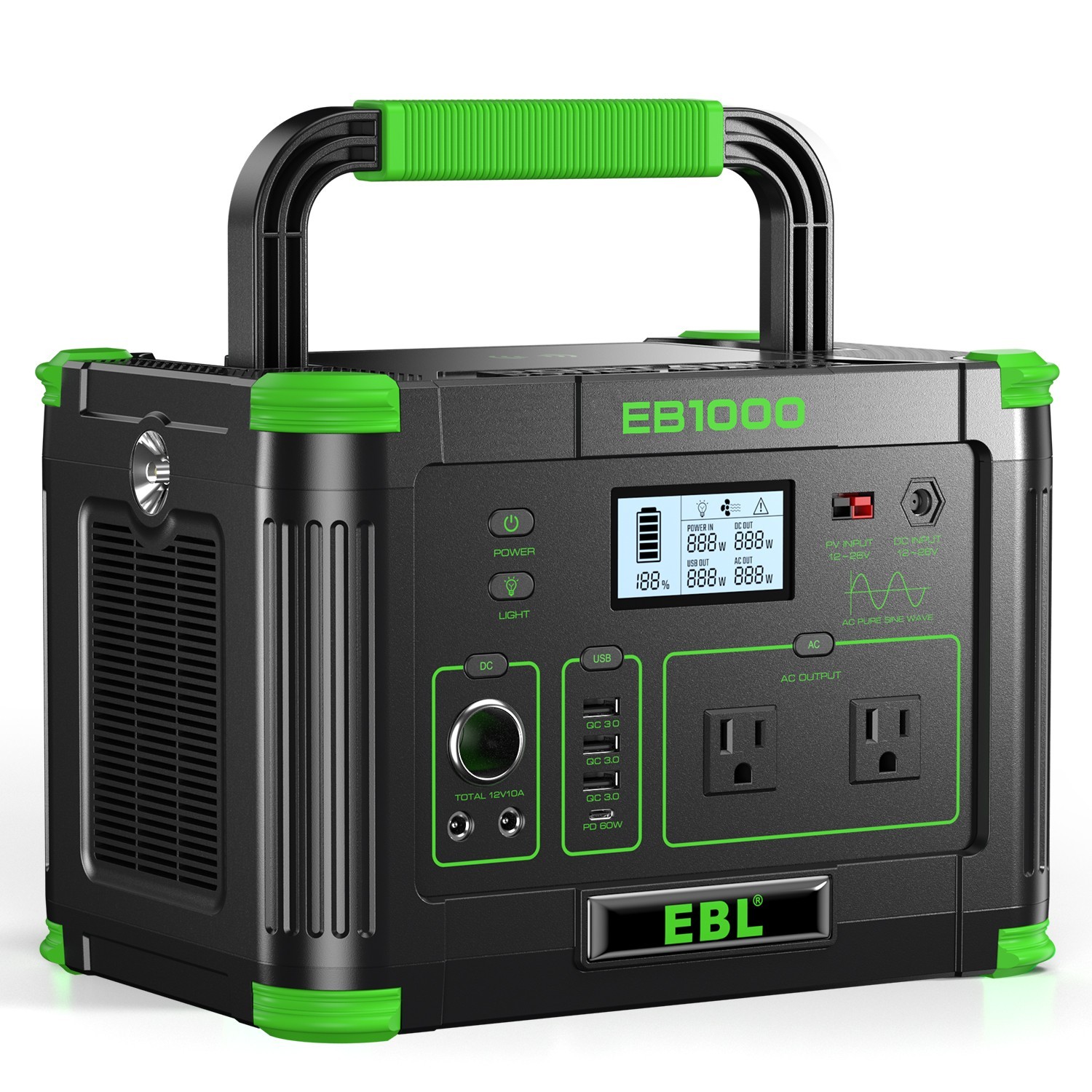 1000W 999Wh Portable Power Station Solar Charger Generator Supply Home Camping