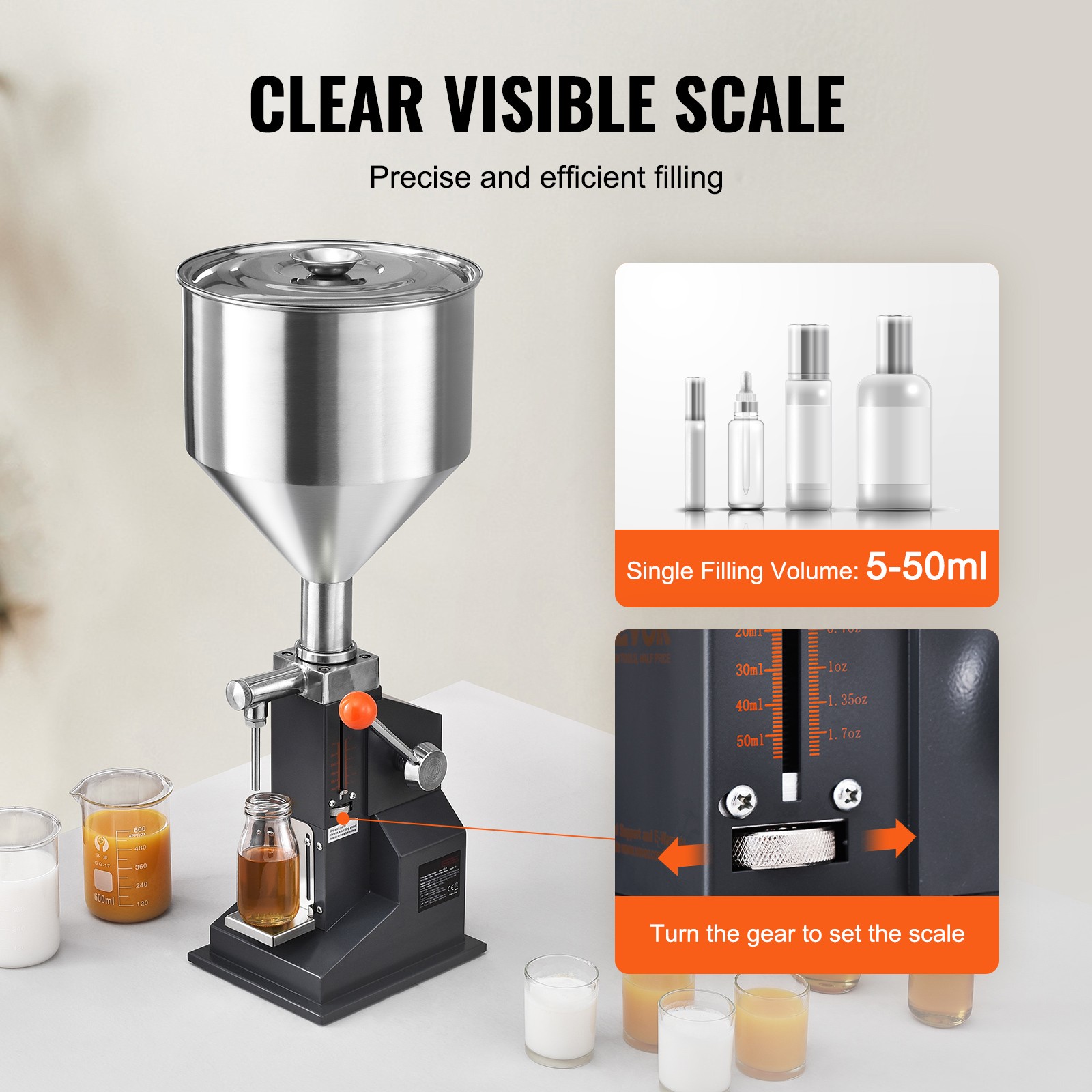 Manual Liquid Filling Machine Oil Paste Bottle Filler 5-50ml Adjustable