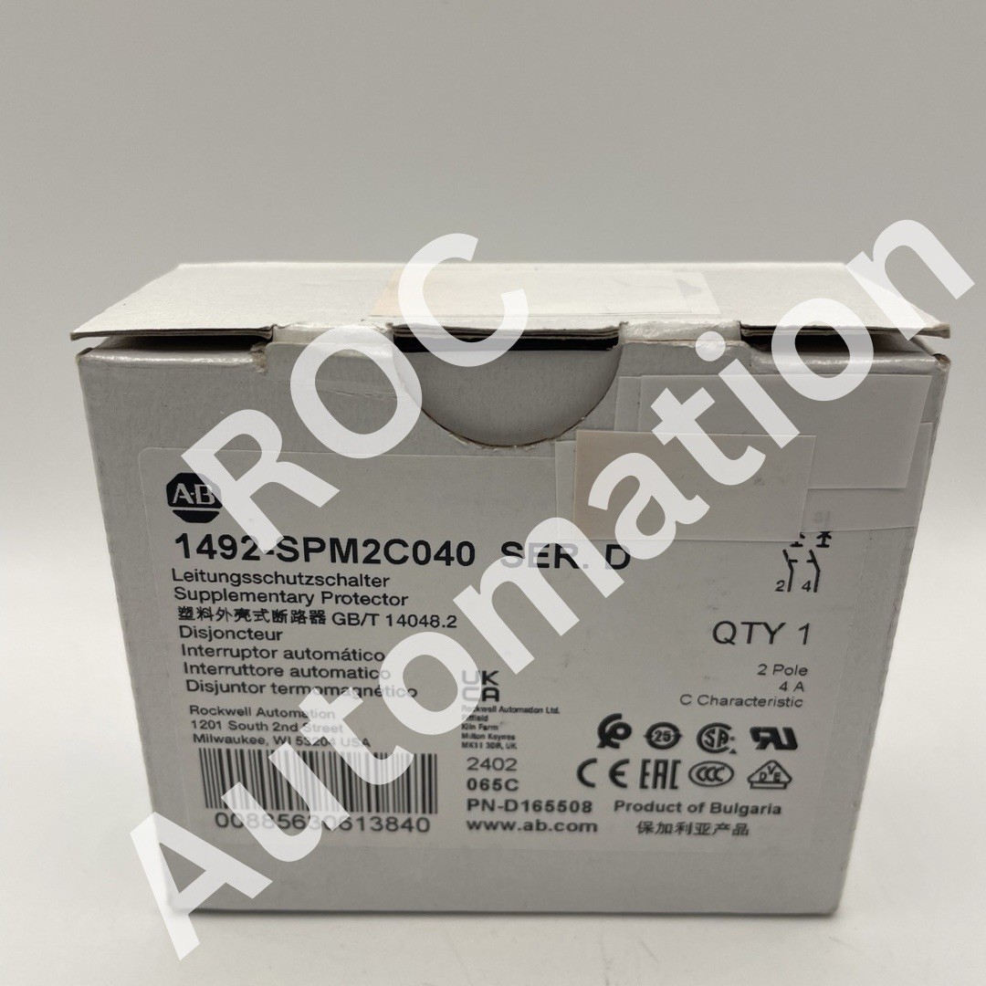 New Allen Bradley 1492-SPM2C040 Ser D 2P 4A 480/277V Circuit Breaker