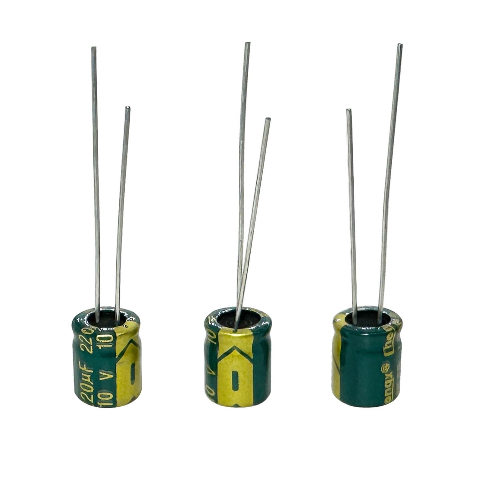 20Pcs 10V 220UF Capacitor 6x7MM(0.24×0.28in) High Frequency Aluminum Electrol…