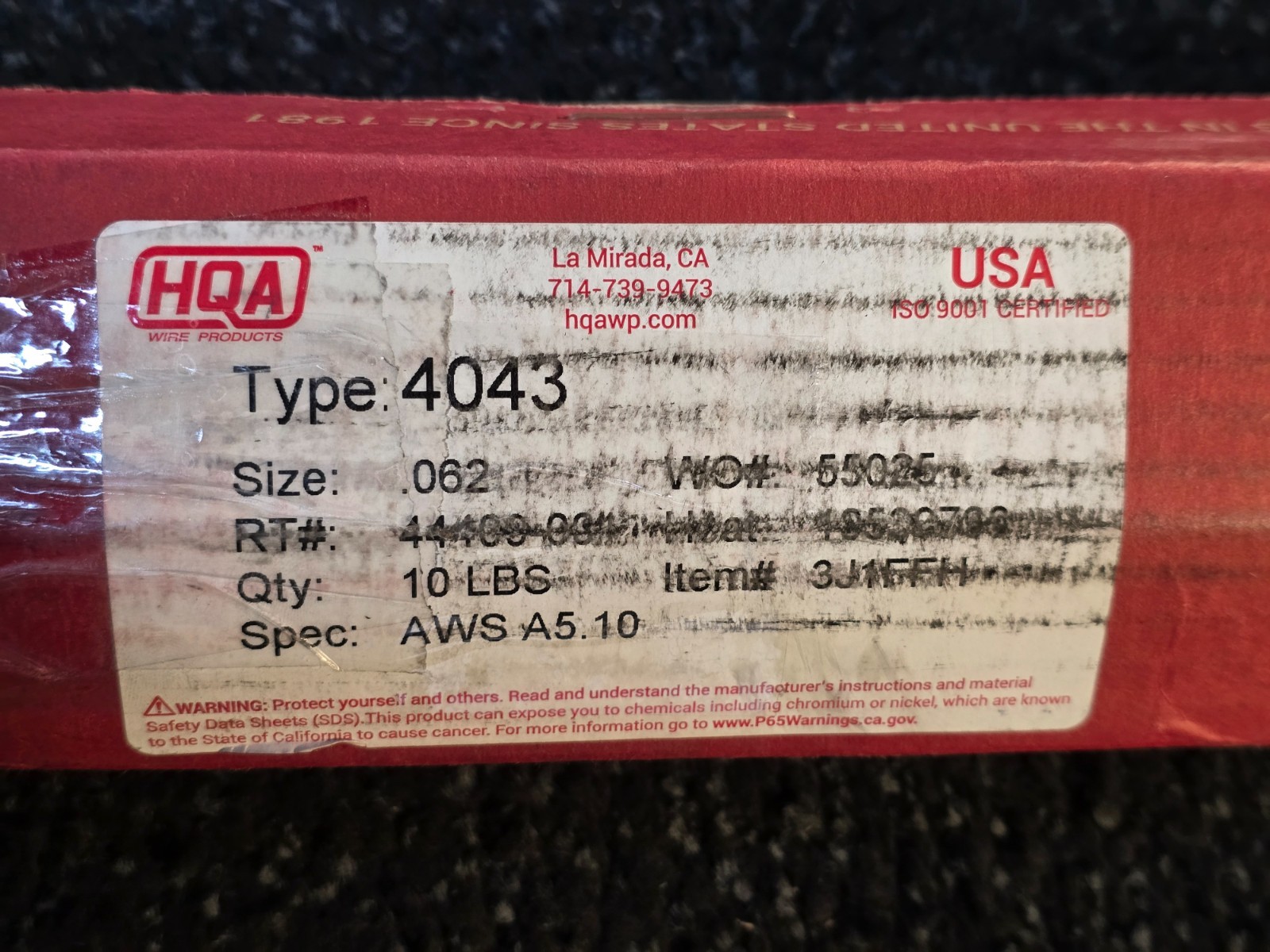 HQA Wire Products 4043 .062″ x 36″ AWS A5.10 Welding Wire Filler Rod 10 lbs