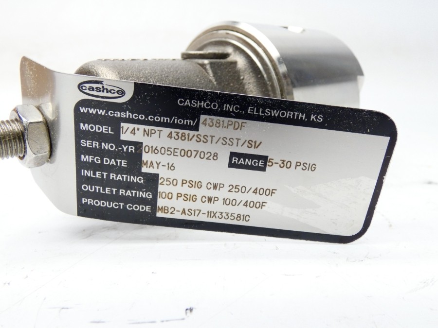 CASHCO 4381/SST/SST/S1 MB2-AS17-11X33581C 5-30PSI NSMP