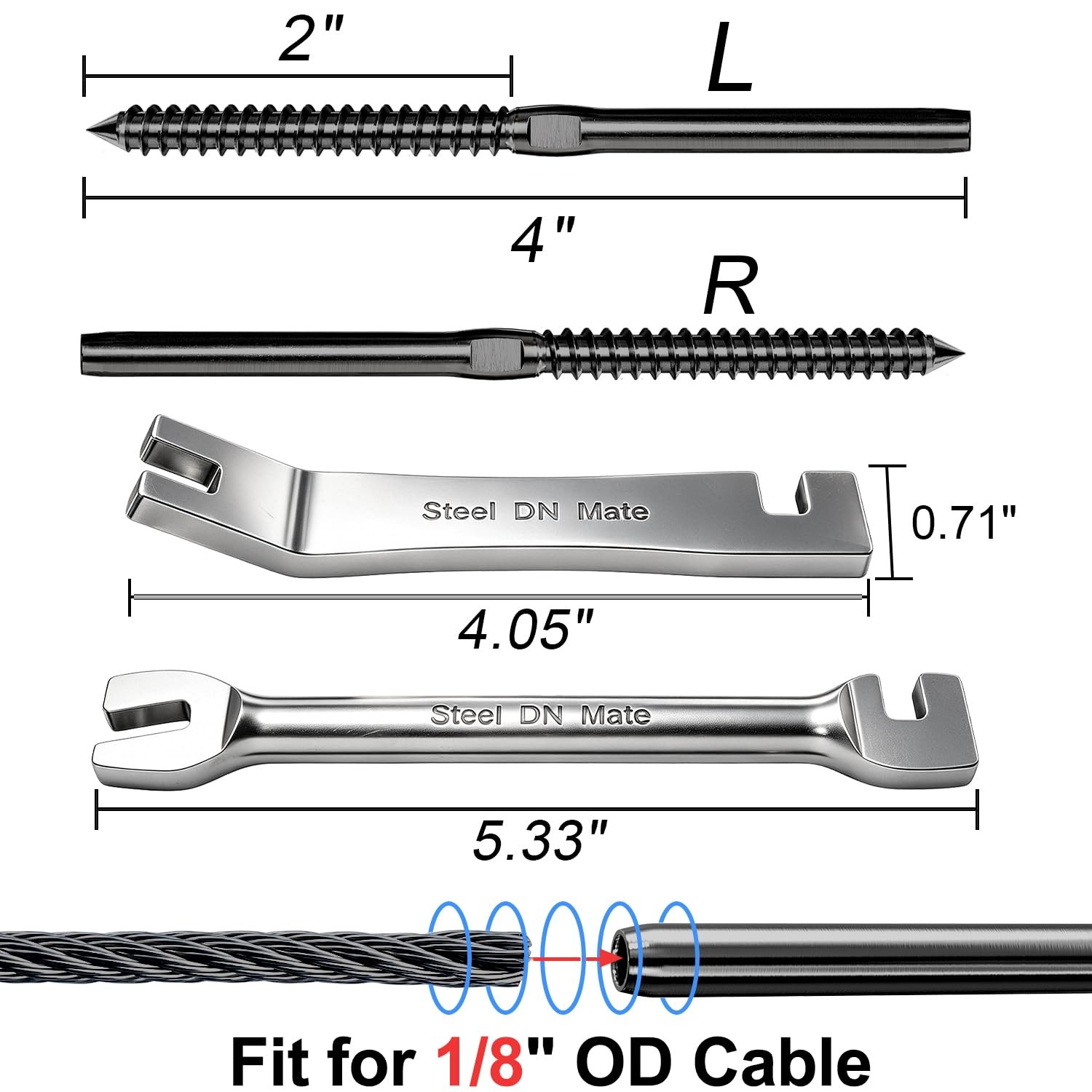 Steel DN Mate 100 Pack Black T316 Stainless Steel Left&Right Handed Thread Sw…