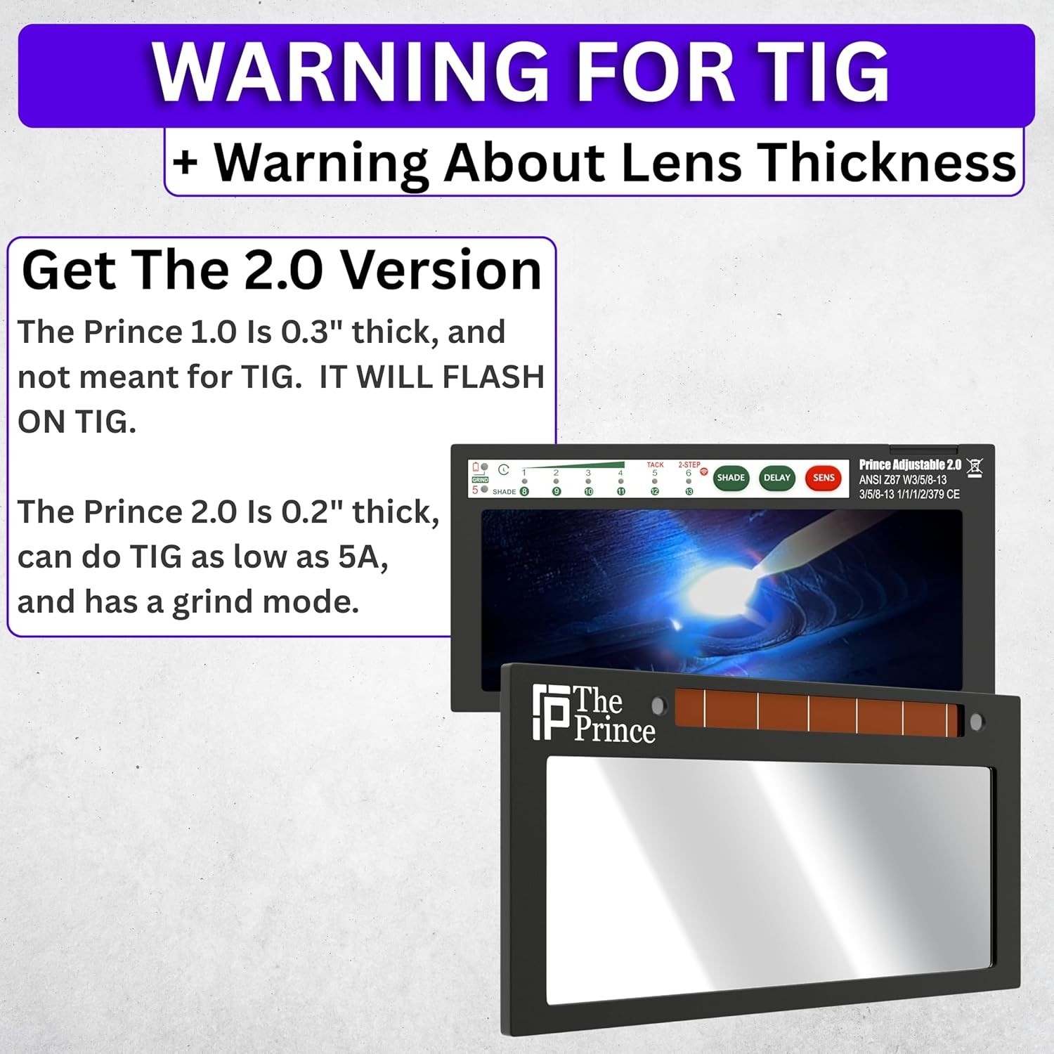 Light Blue View 5-13 Adjustable Welding Lens – The Prince 1.0 Auto Darkening